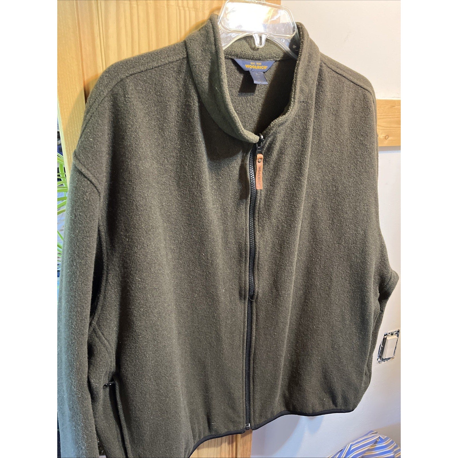 Woolrich Vintage Moleskin Jacket Men’s XL Olive Green LS Wool Blend Full Zip