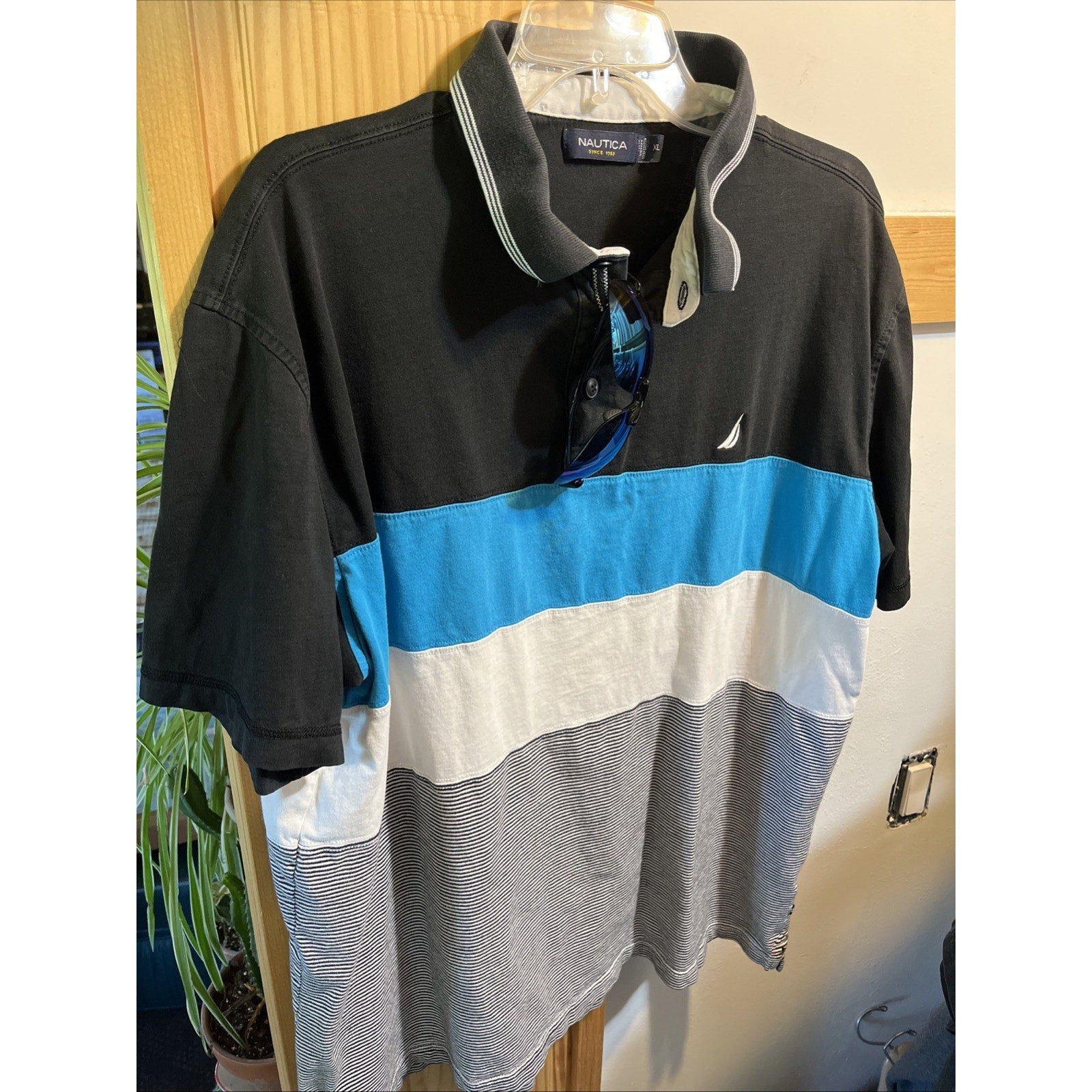 Vintage Nautica Polo Shirt Men’s Size XL Short Sleeve Colorblock Golf 1/4 Button