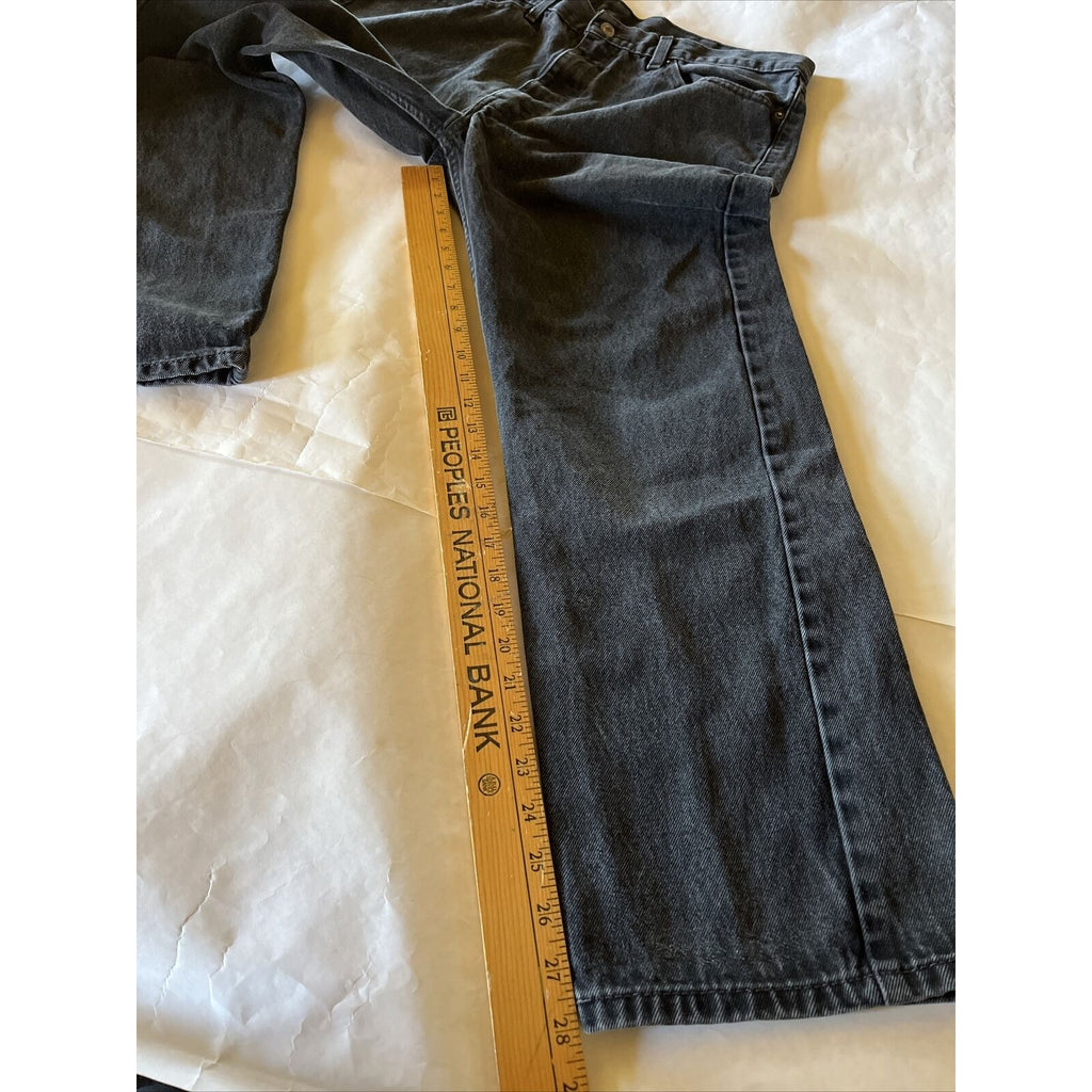 Levis Jeans Mens 33x28 Dark Gray 505 Reg Straight Leg Denim Cotton Workwear EUC