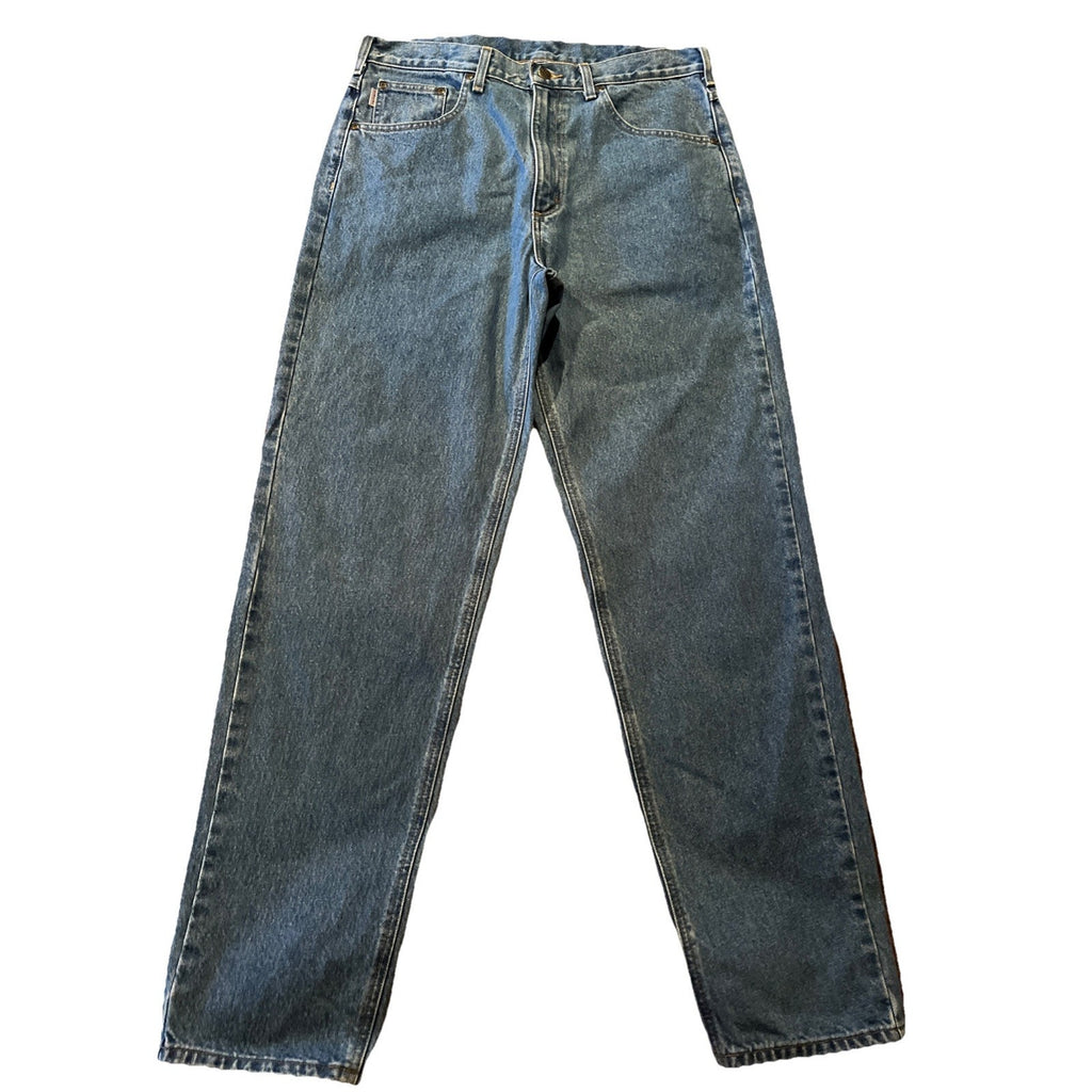 Carhartt B17 Jeans Men’s 36x34 Denim Med Wash Workwear Travel Outdoor Blue Cotton