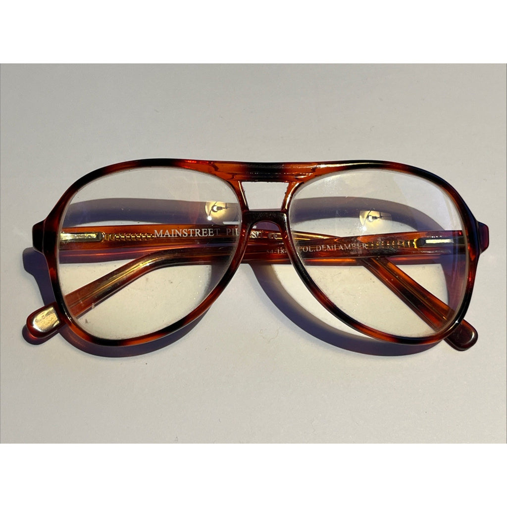 Mainstreet Pilot VTG Eyeglasses Sunglass Frames 54-18-145MM Demi Amber Aviator