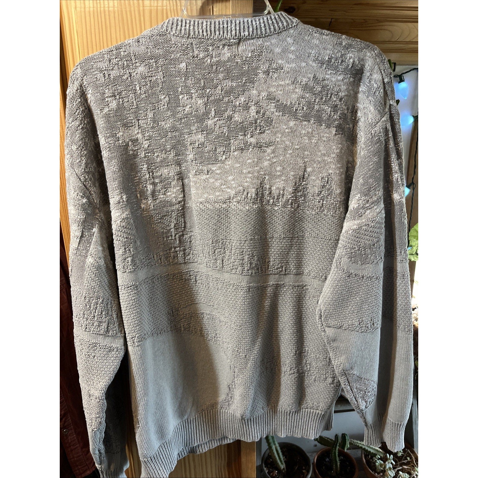 Vintage 90s Carmel Golf Embroidered Pullover Knit Sweater Size L Gray USA HOLE