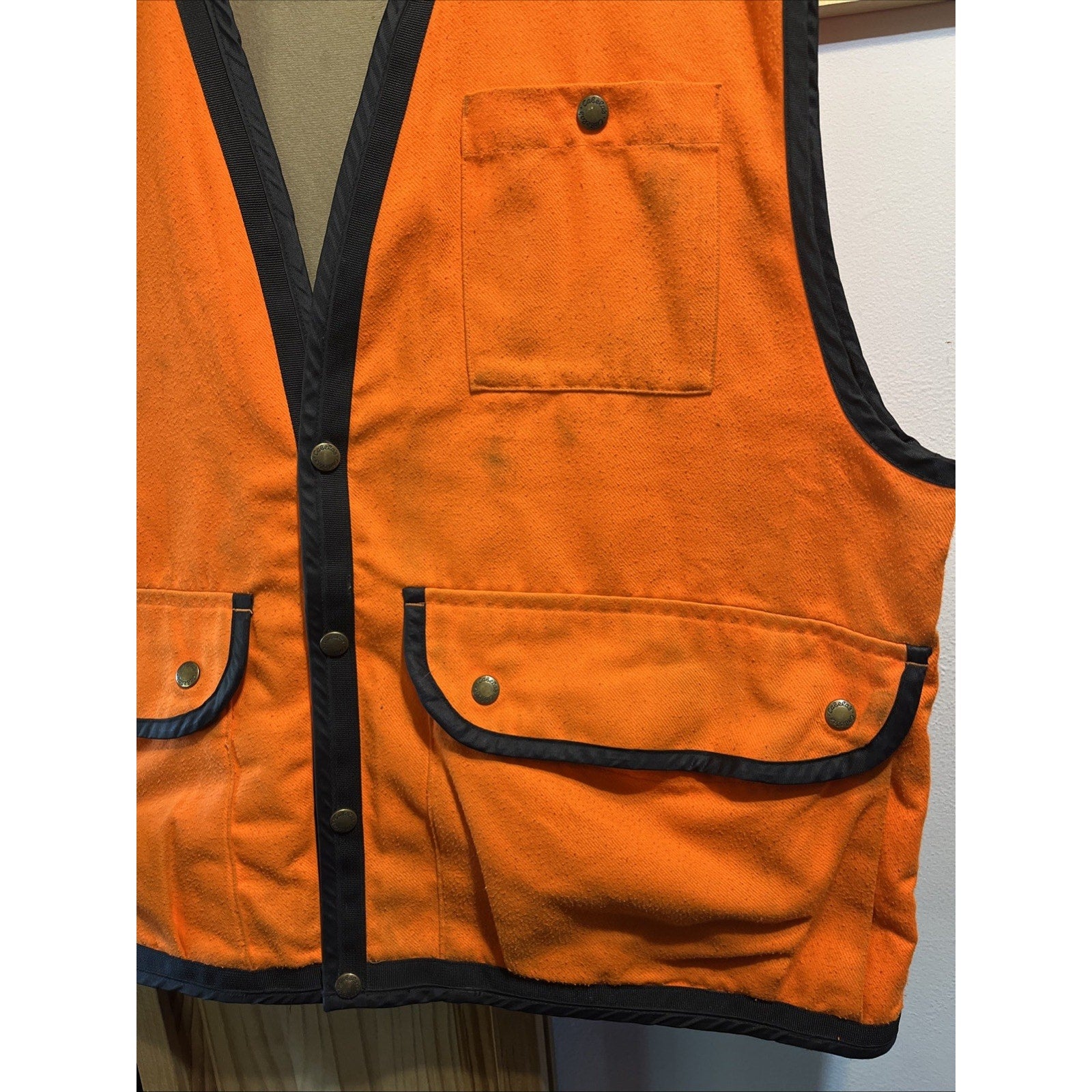 Vintage Cabela’s Hunting Vest Adult Mens Large Orange Bird Pouch Pockets Cabela