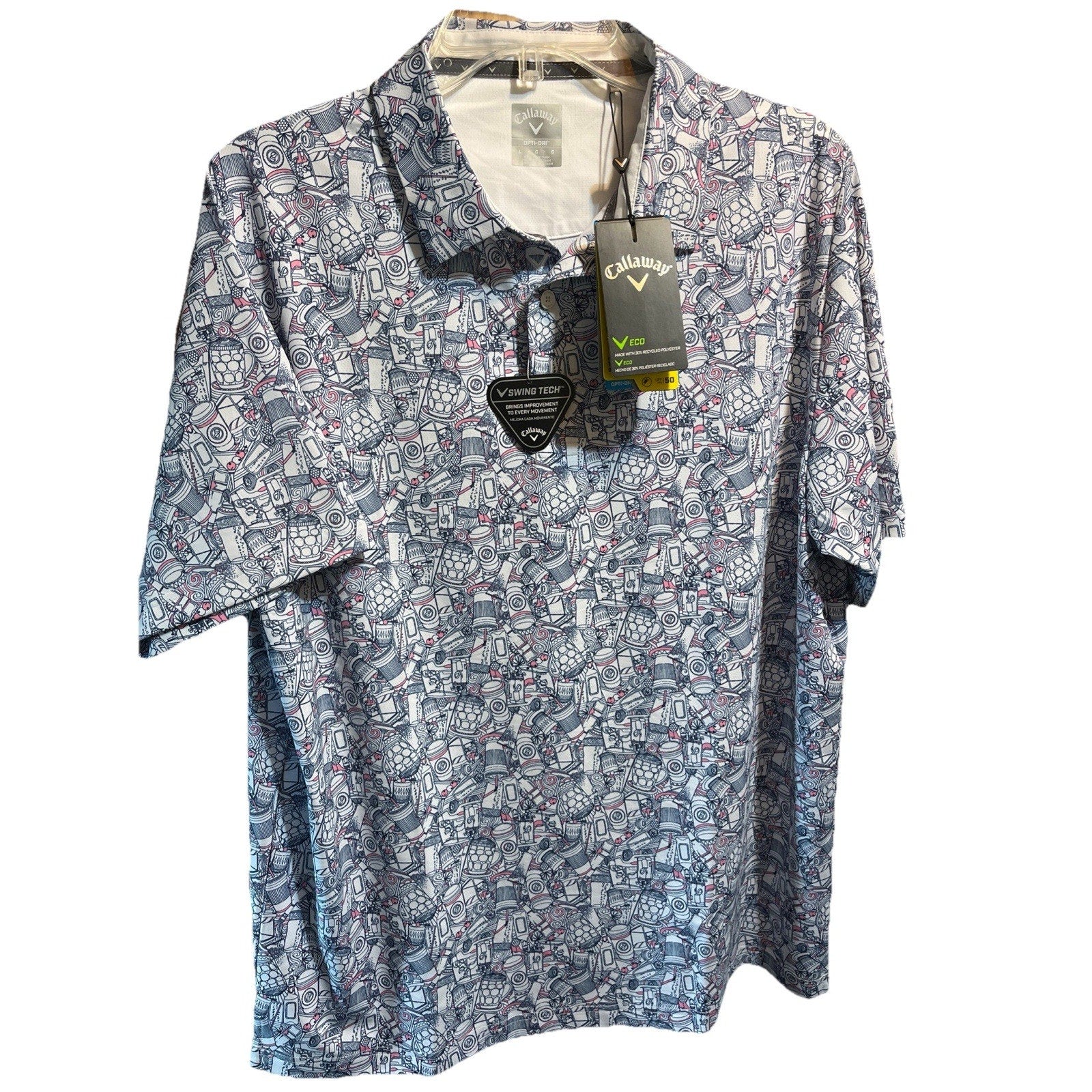 Callaway Golf Shirt Short Sleeve Essential Drink Polo Men’s Large Coffee NWT