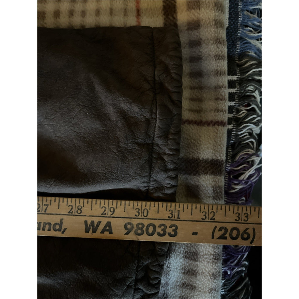 Vintage 90s Hamilton Manor Large Suede Leather Parka Coat Coyote Fur LS Zip Up
