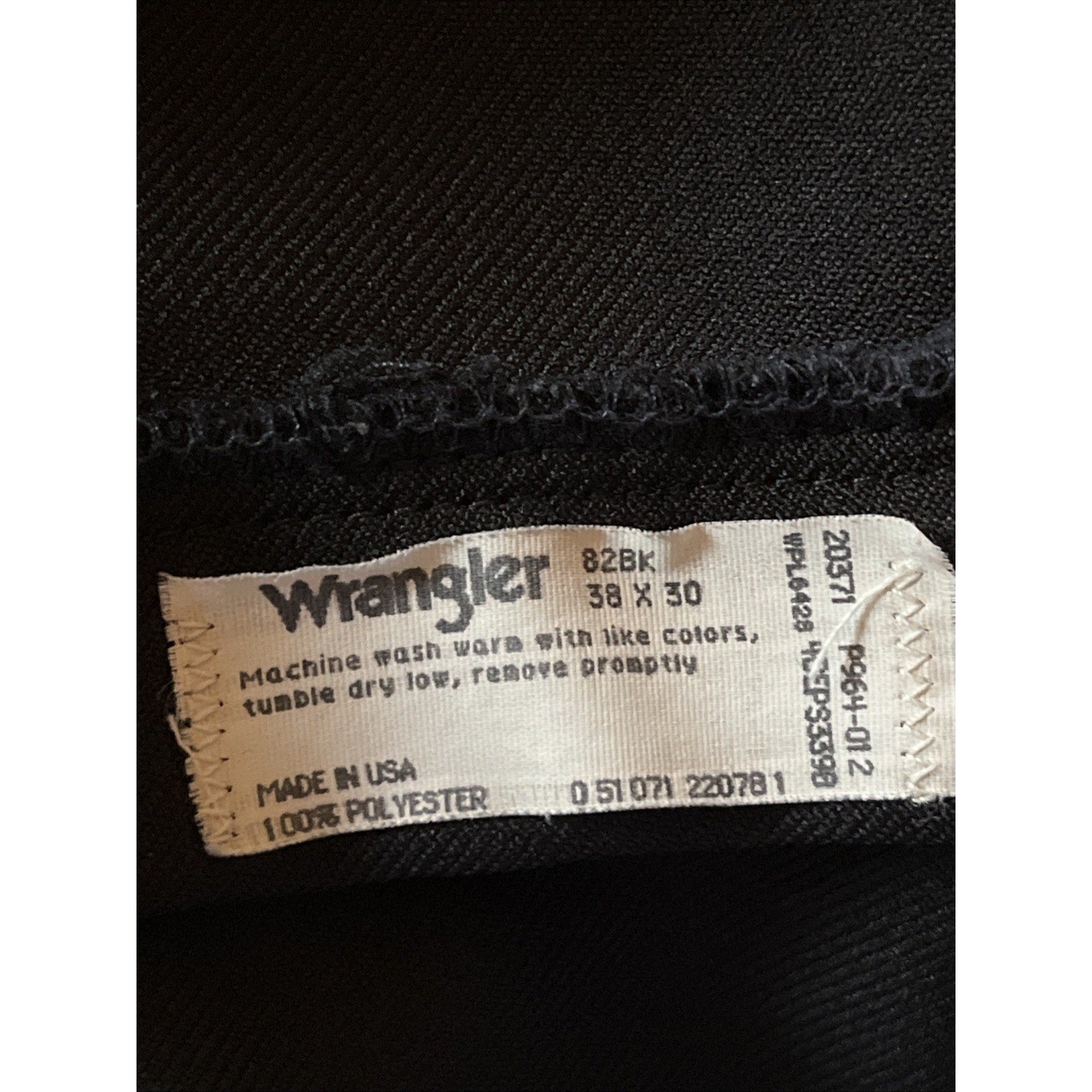 Vintage Wrangler Mens 38x30 Pants USA union Workwear Sanforized Polyester Black