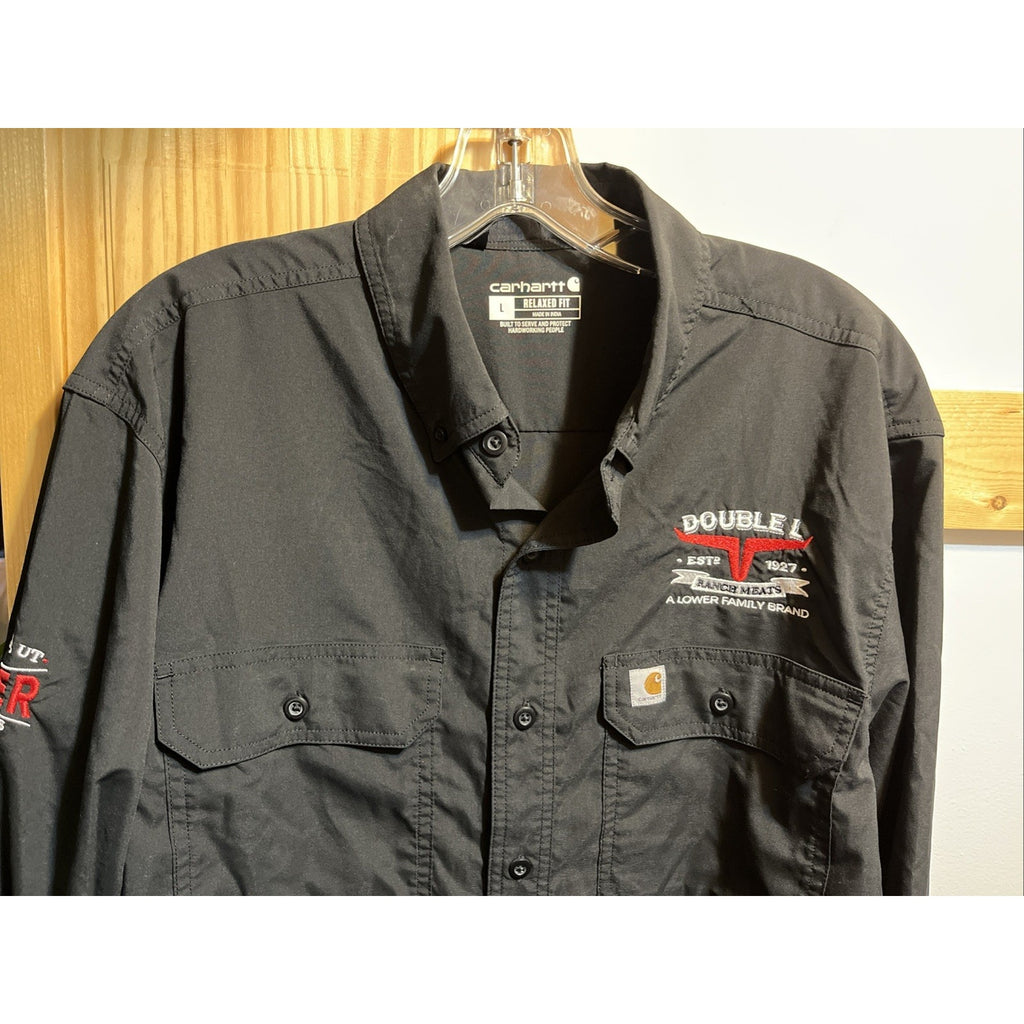 Carhartt Shirt Mens Large Black Long Sleeve Button Down Relaxed Fit Workwear