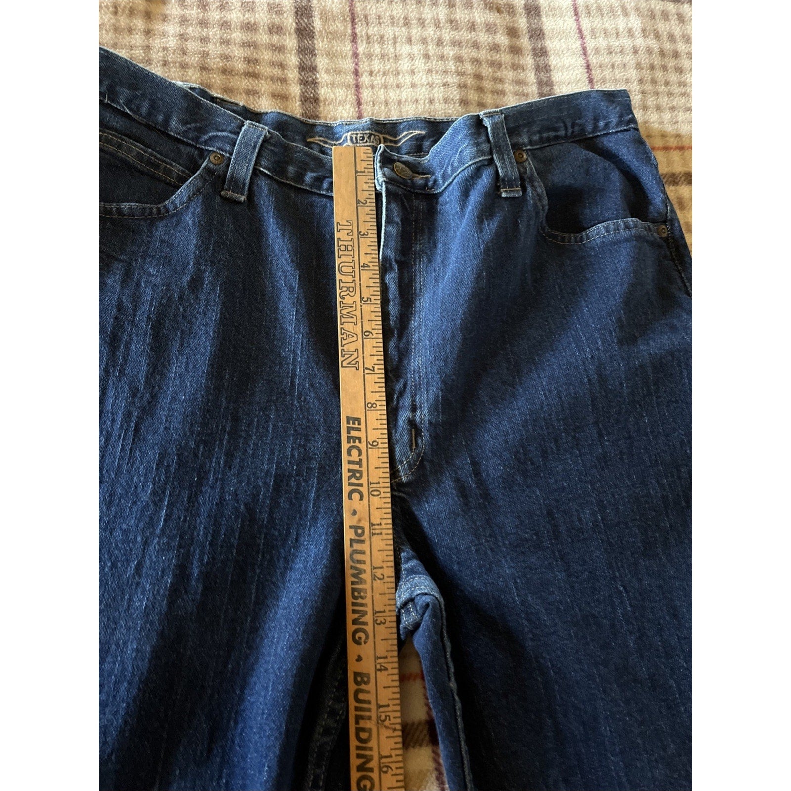 Texas Jeans Mens Demin Blue Relaxed Fit Western Dark Wash Made in USA 38x33