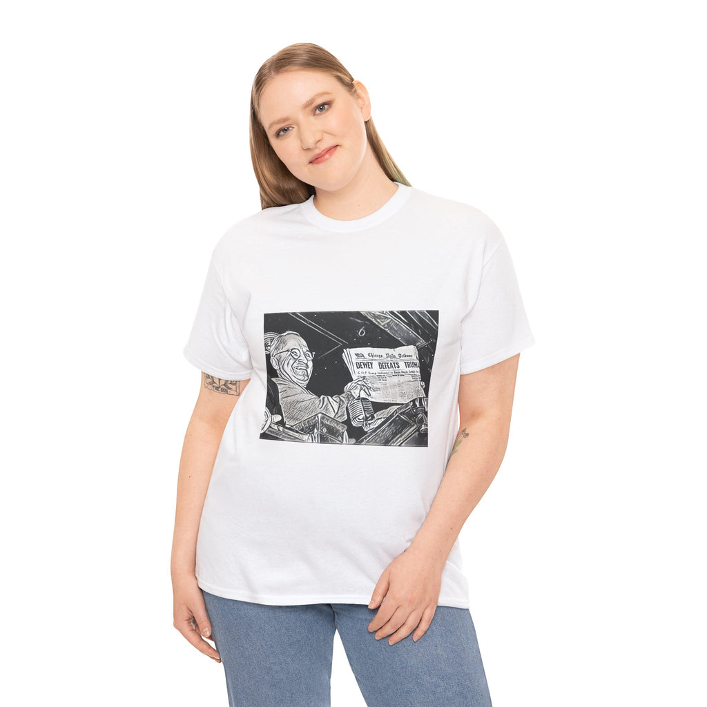 Dewey Defeats Truman Graphic Print Short Sleeve Unisex Heavy Cotton Tee Shirt