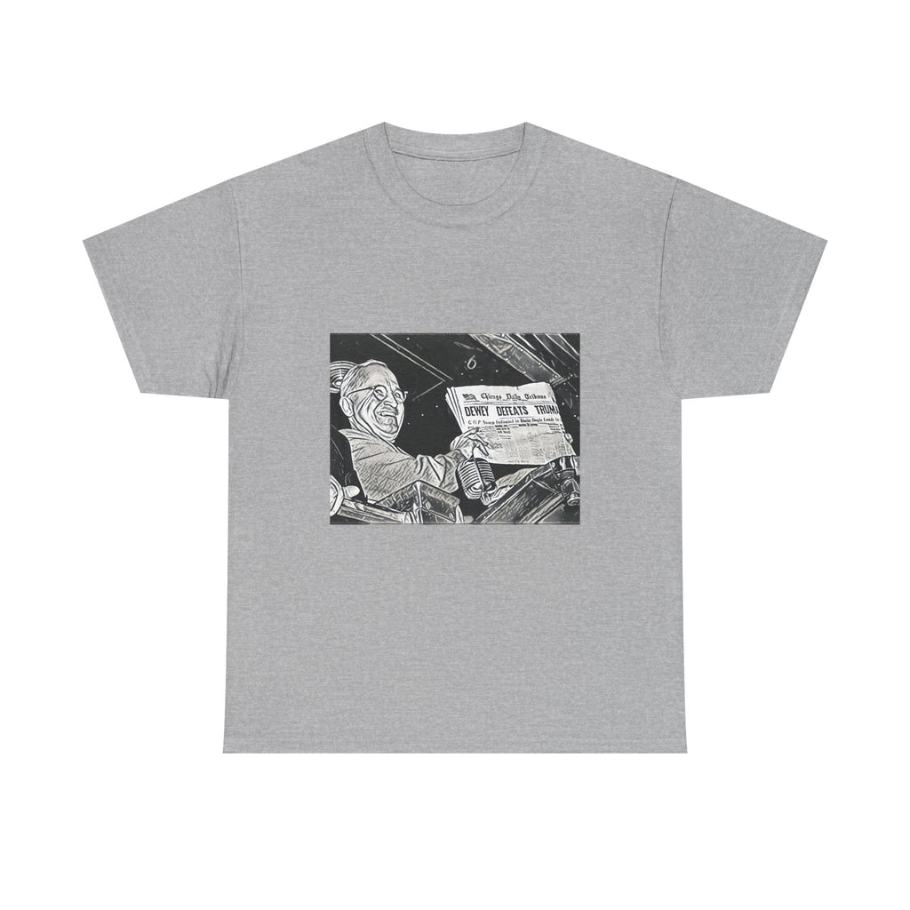 Dewey Defeats Truman Graphic Print Short Sleeve Unisex Heavy Cotton Tee Shirt