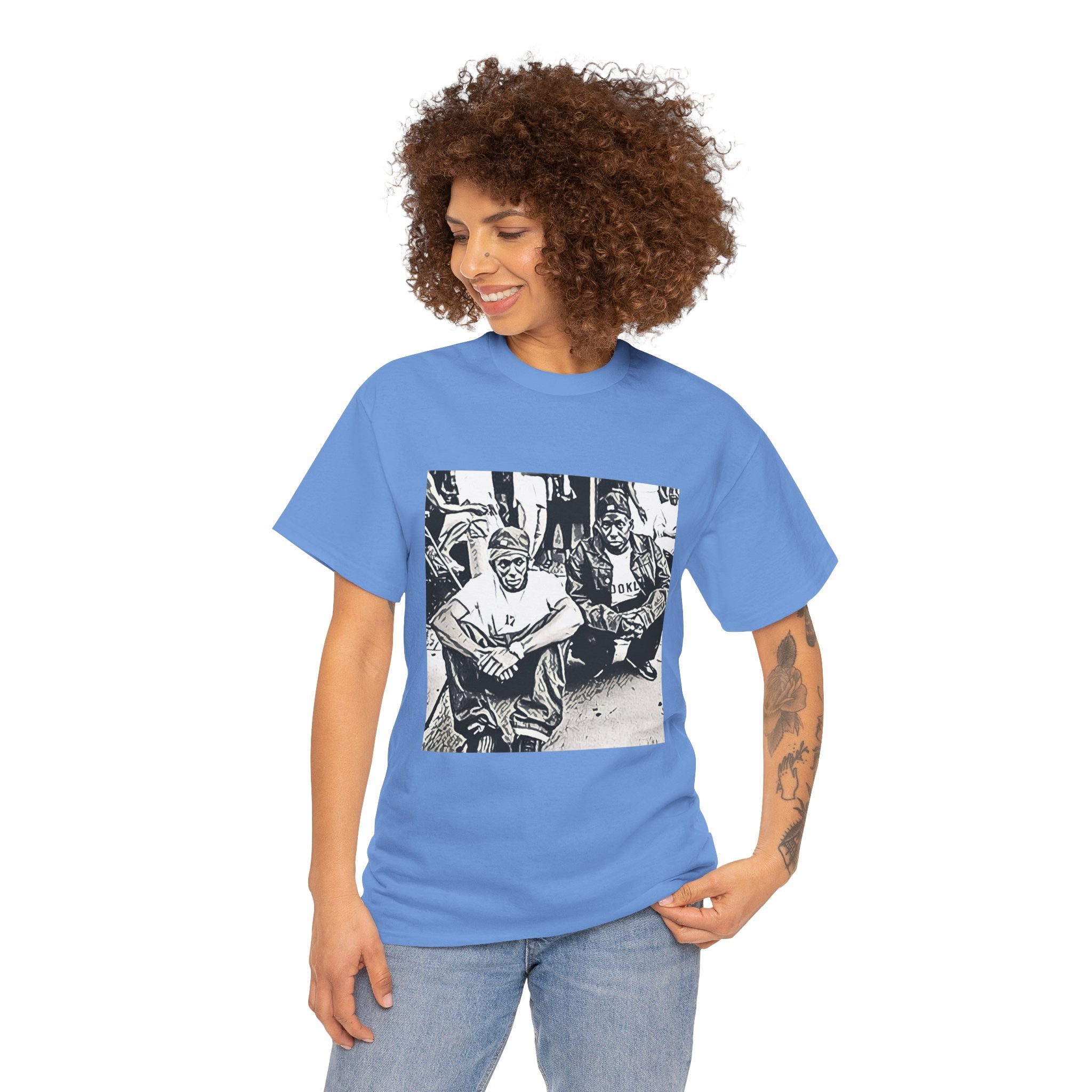 Black Star Graphic Print Short Sleeve Crew Neck Unisex Heavy Cotton Tee Shirt