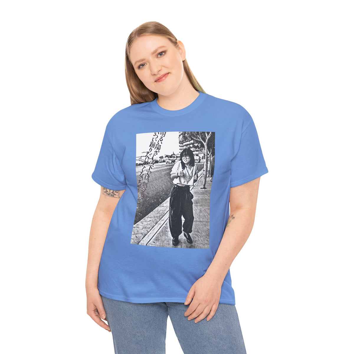 Vibing Graphic Print Short Sleeve Crew Neck Unisex Heavy Cotton Art Tee Shirt