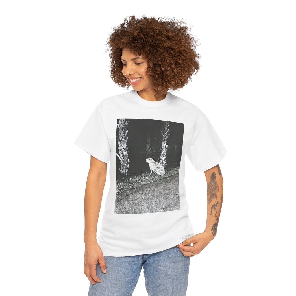 Capybara Graphic Print Short Sleeve Crew Neck Unisex Heavy Cotton Art Tee Shirt