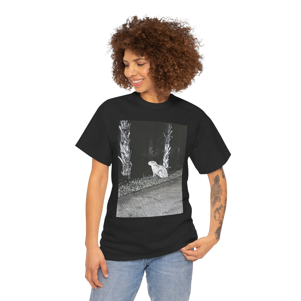 Capybara Graphic Print Short Sleeve Crew Neck Unisex Heavy Cotton Art Tee Shirt
