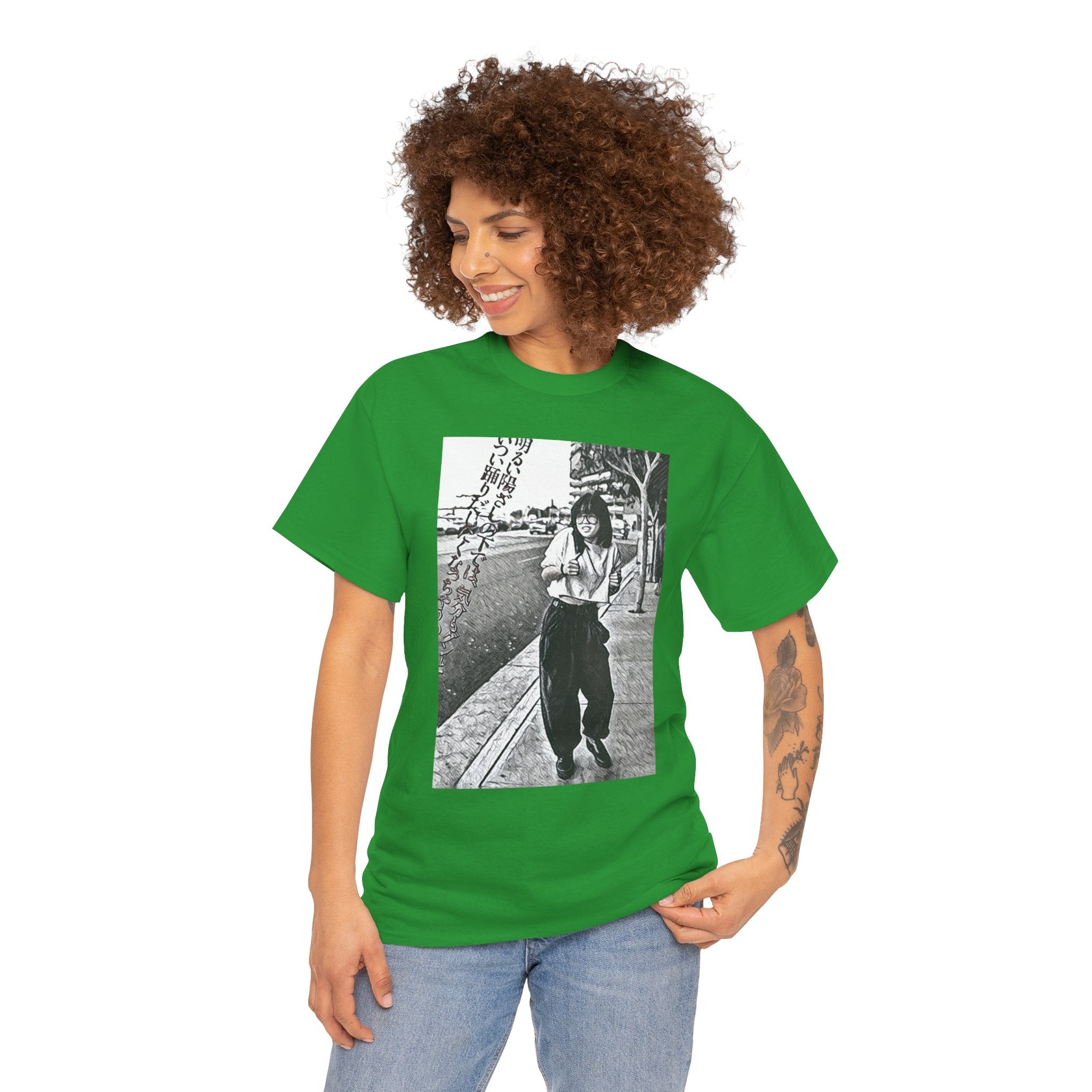 Vibing Graphic Print Short Sleeve Crew Neck Unisex Heavy Cotton Art Tee Shirt