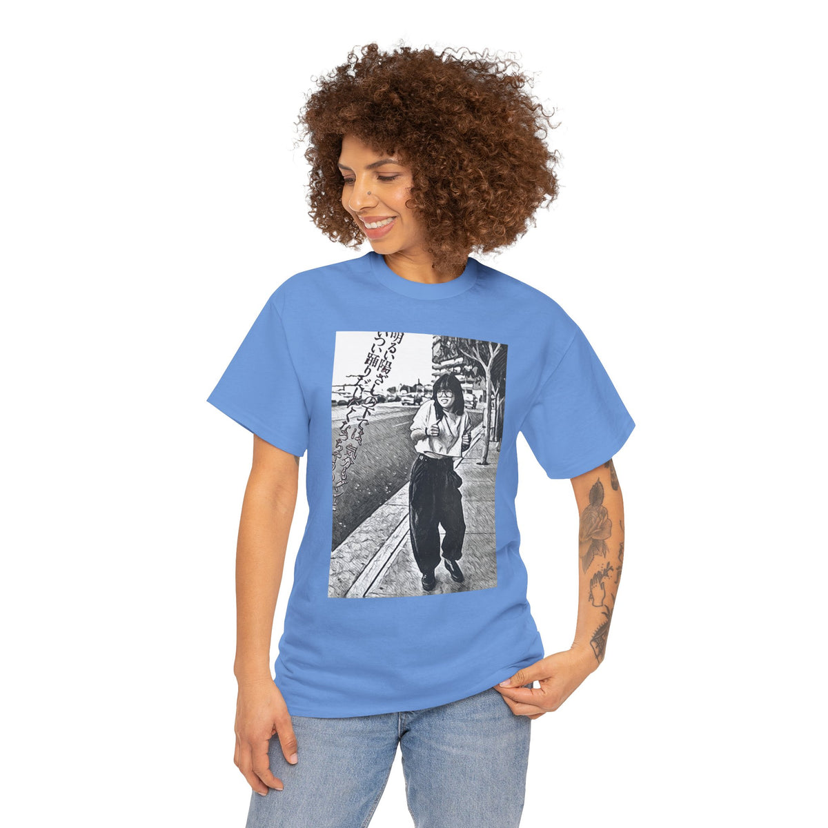 Vibing Graphic Print Short Sleeve Crew Neck Unisex Heavy Cotton Art Tee Shirt