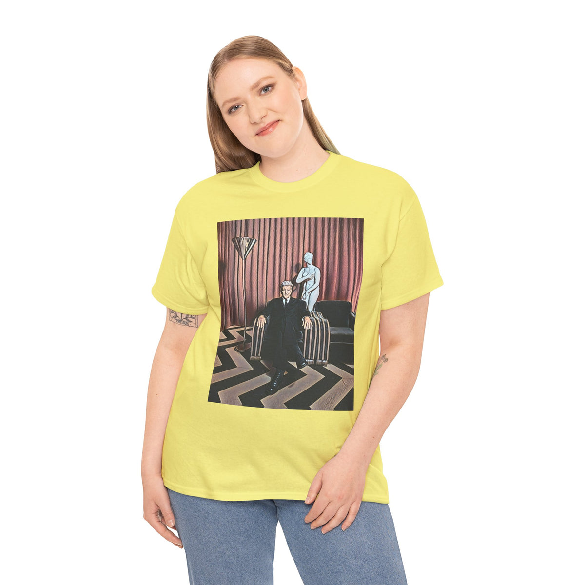 David Lynch Twin Peaks Graphic Print Short Sleeve Unisex Heavy Cotton Tee Shirt