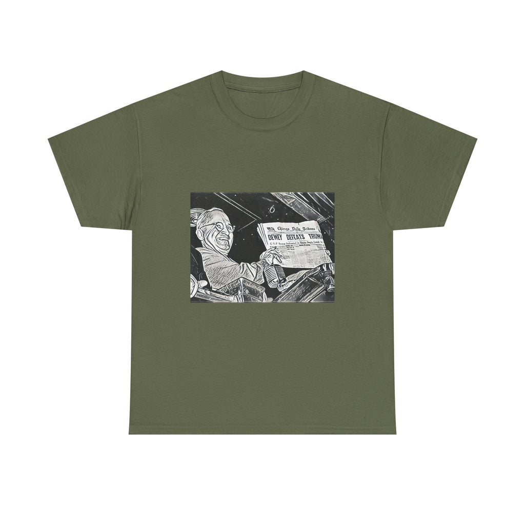 Dewey Defeats Truman Graphic Print Short Sleeve Unisex Heavy Cotton Tee Shirt
