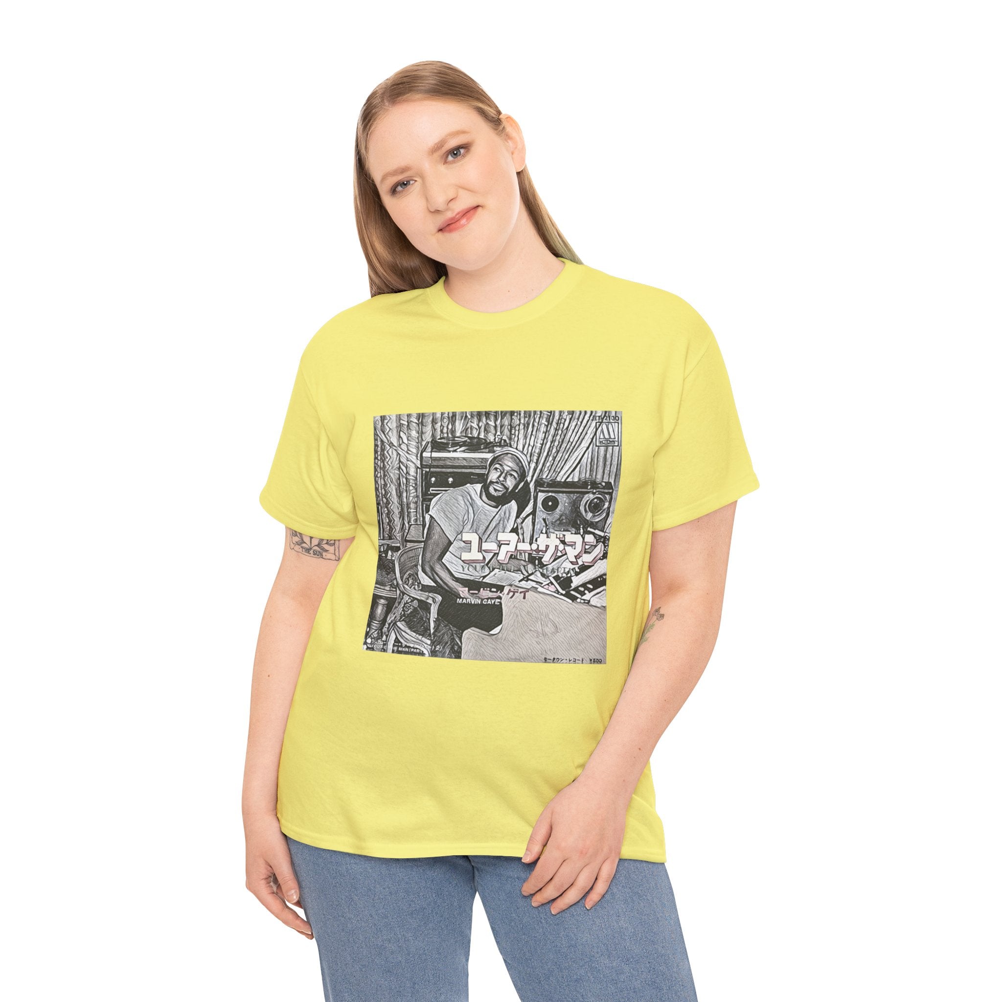 Marvin Gaye Graphic Print Short Sleeve Crew Neck Unisex Heavy Cotton Tee Shirt