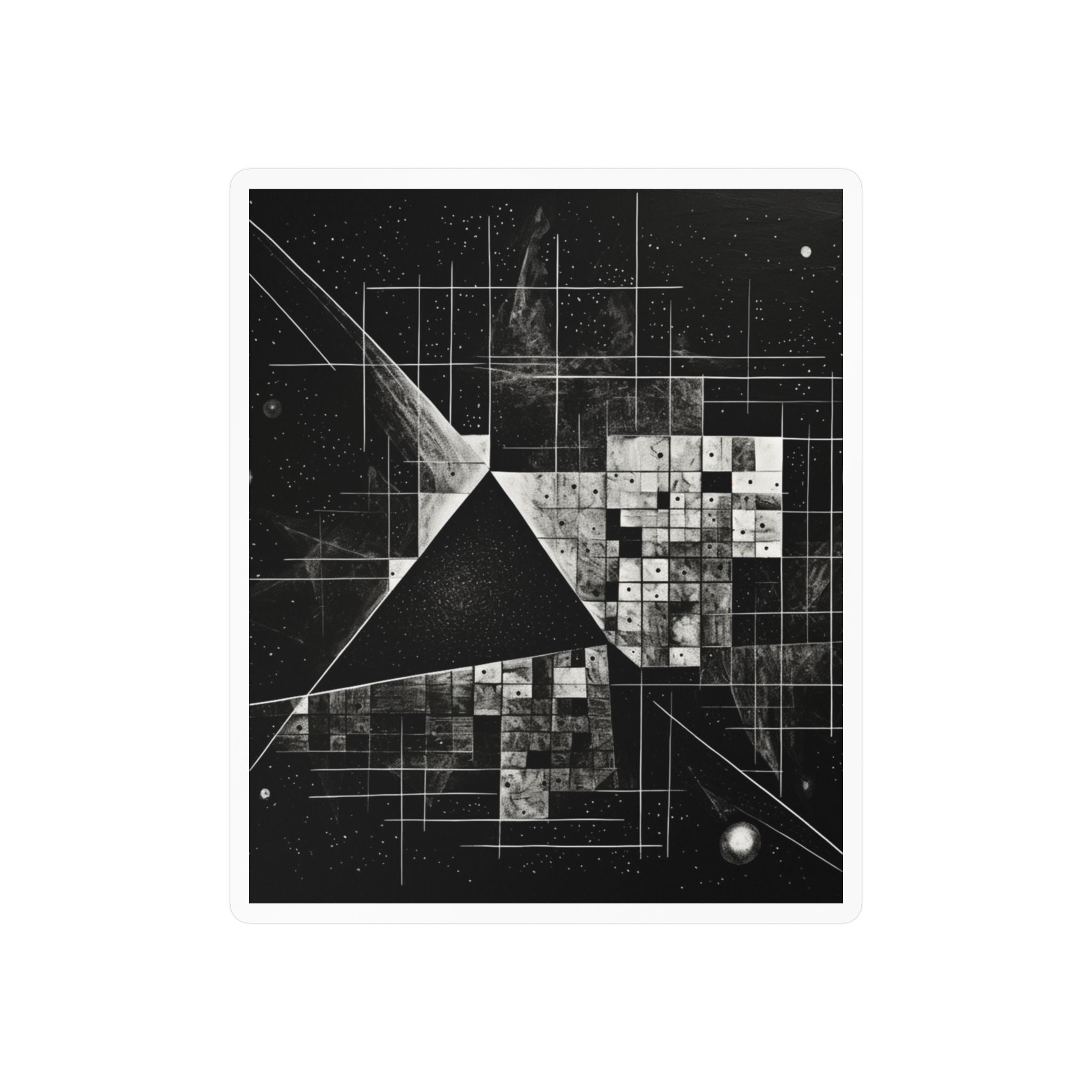 Black Geometric Abstract Water Resistant Removable Kiss-Cut Vinyl Sticker Decal
