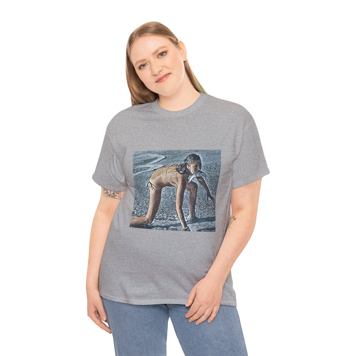 Modern Woman Graphic Print Short Sleeve Crew Neck Unisex Heavy Cotton Tee Shirt