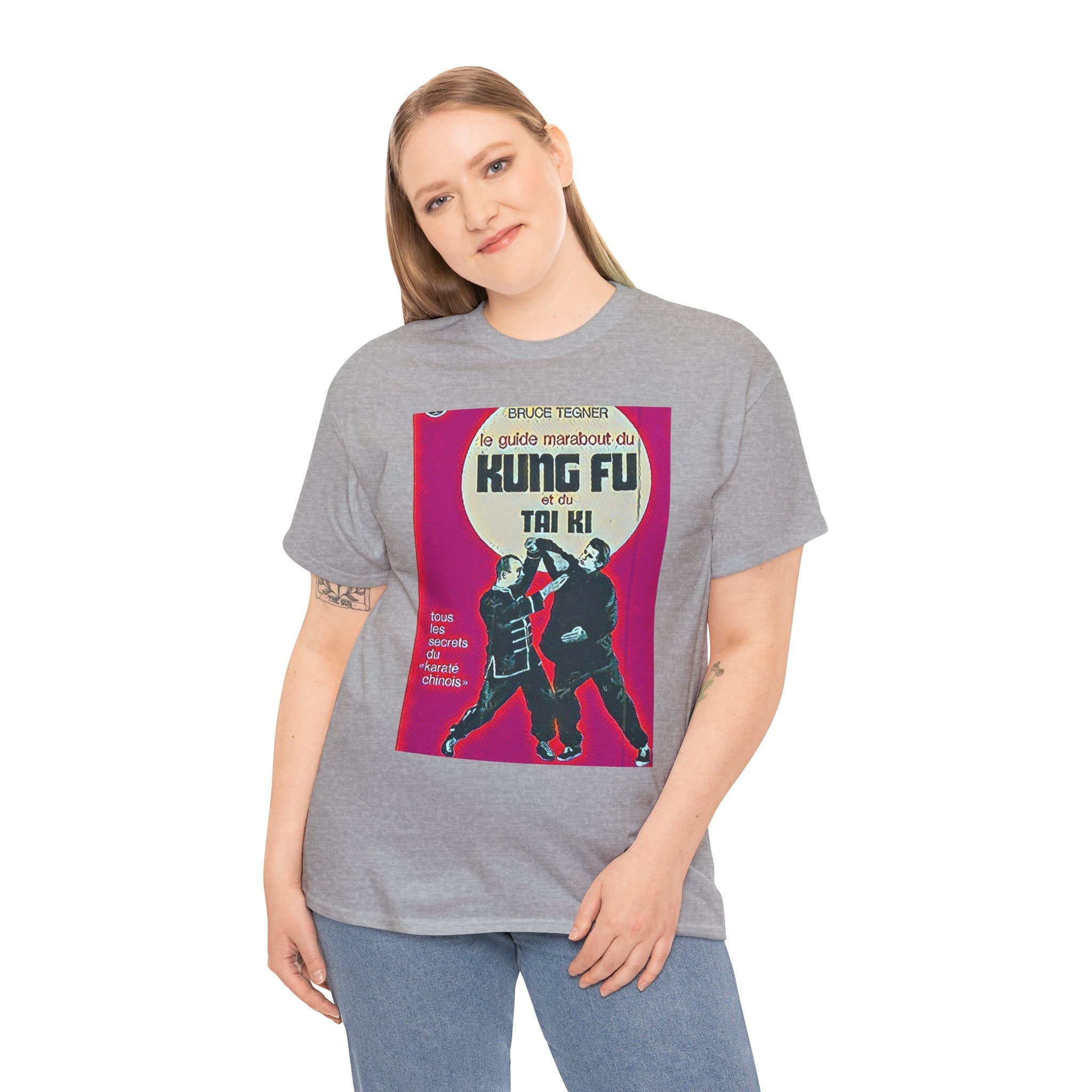 Kung Fu Tai Chi Bruce Tegner Graphic Print SS Crew Unisex Heavy Cotton Tee Shirt