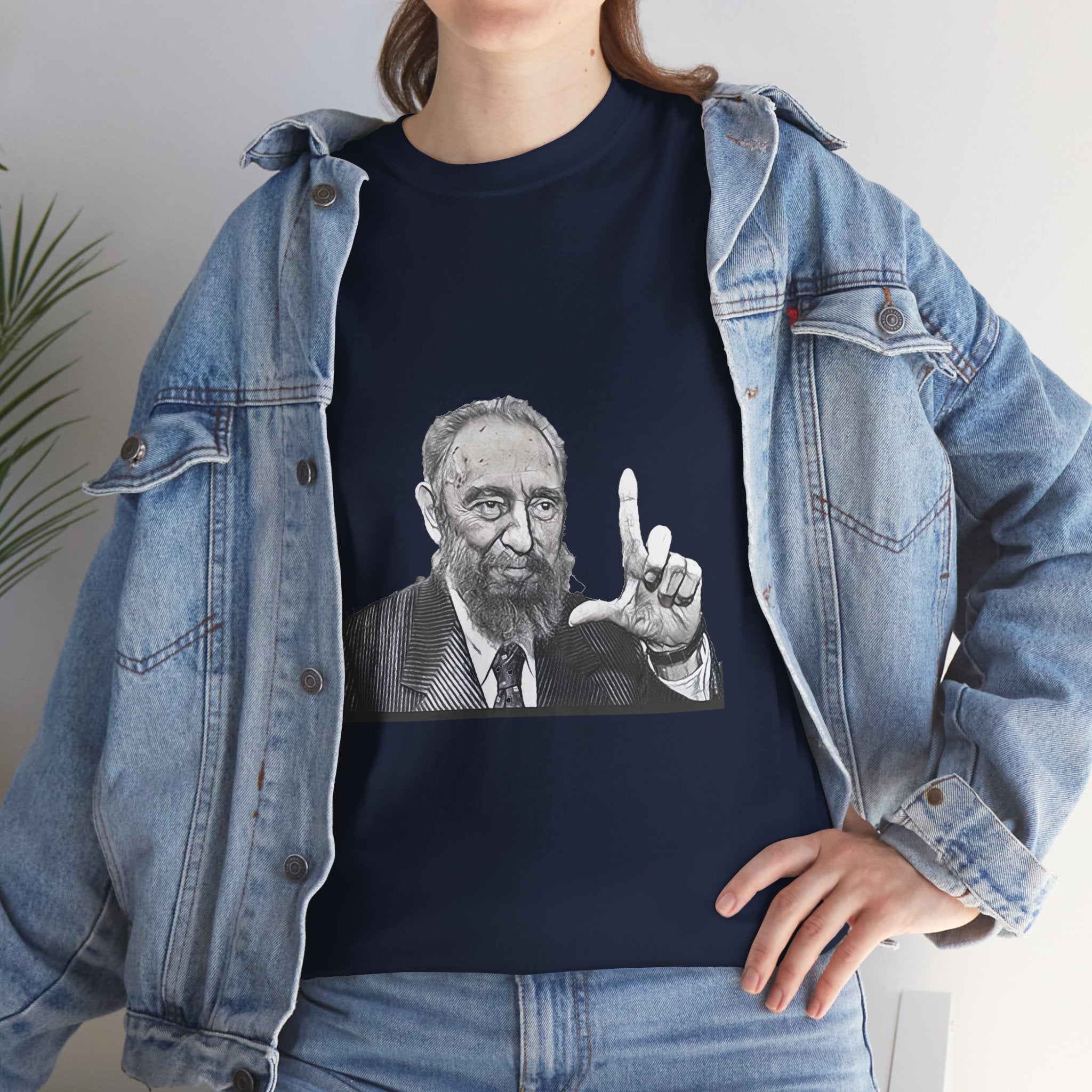 Fidel Castro Black & White Art Graphic Print Unisex Heavy Cotton Tee