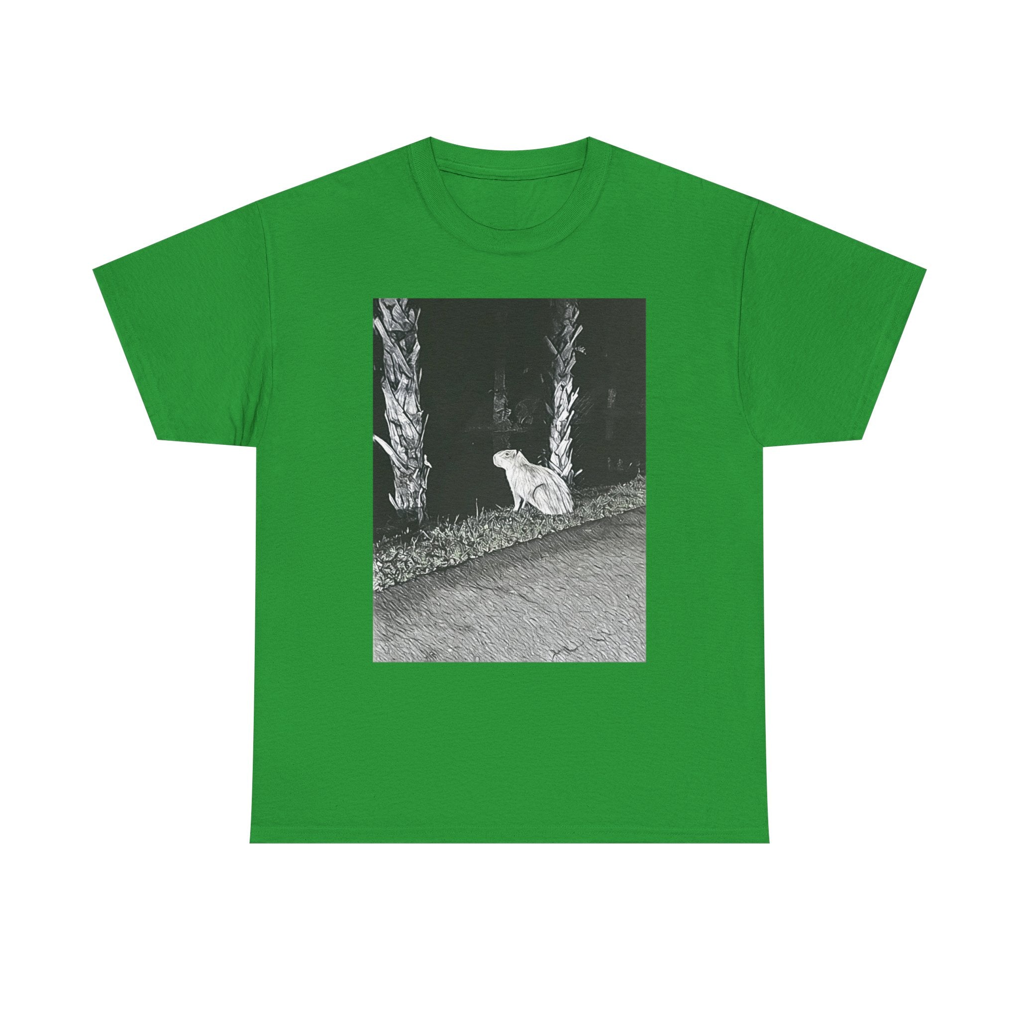 Capybara Graphic Print Short Sleeve Crew Neck Unisex Heavy Cotton Art Tee Shirt
