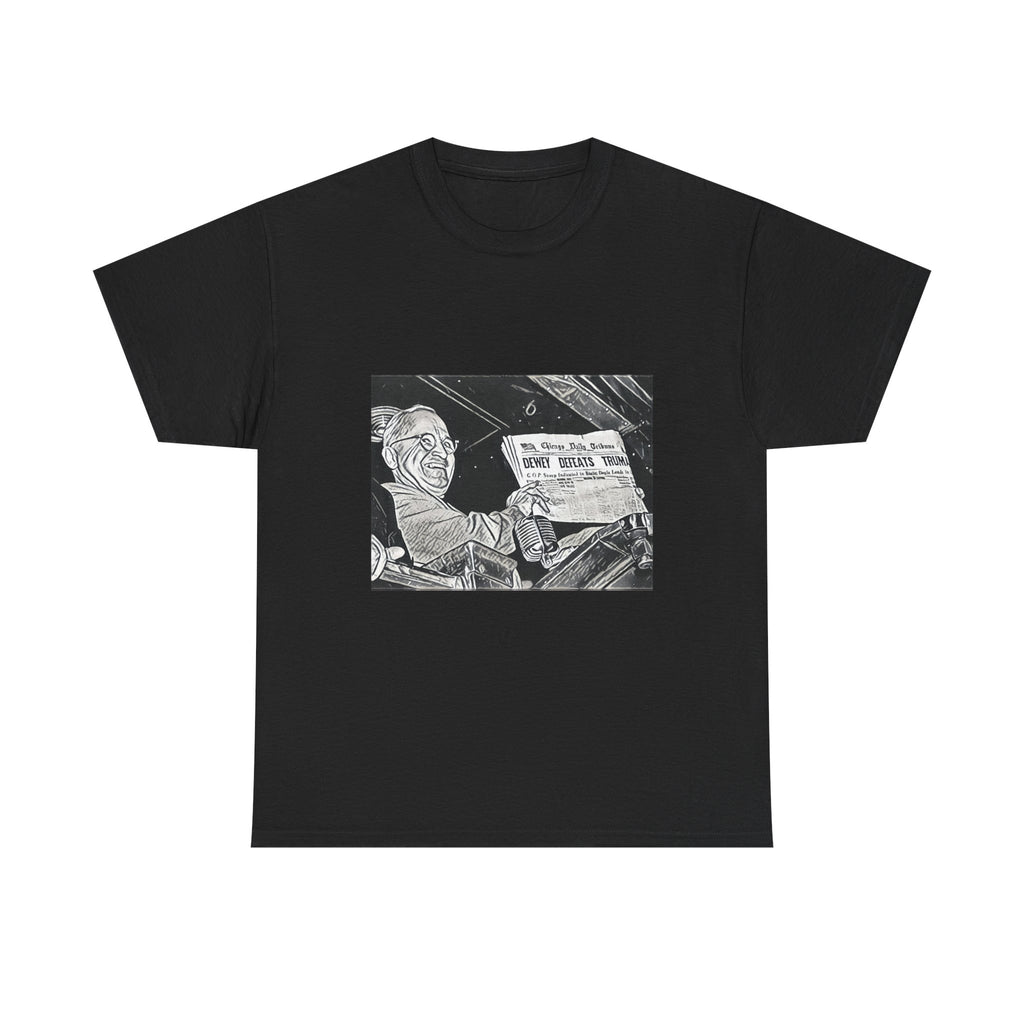 Dewey Defeats Truman Graphic Print Short Sleeve Unisex Heavy Cotton Tee Shirt