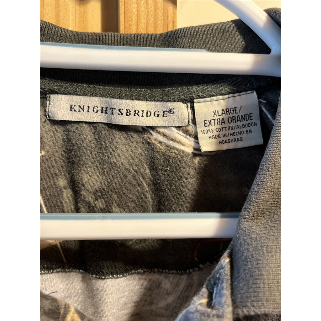 Knightsbridge VTG Shirt Mens Polo Gray Shirt Sz XL Fishing Flyrod EUC Swordfish