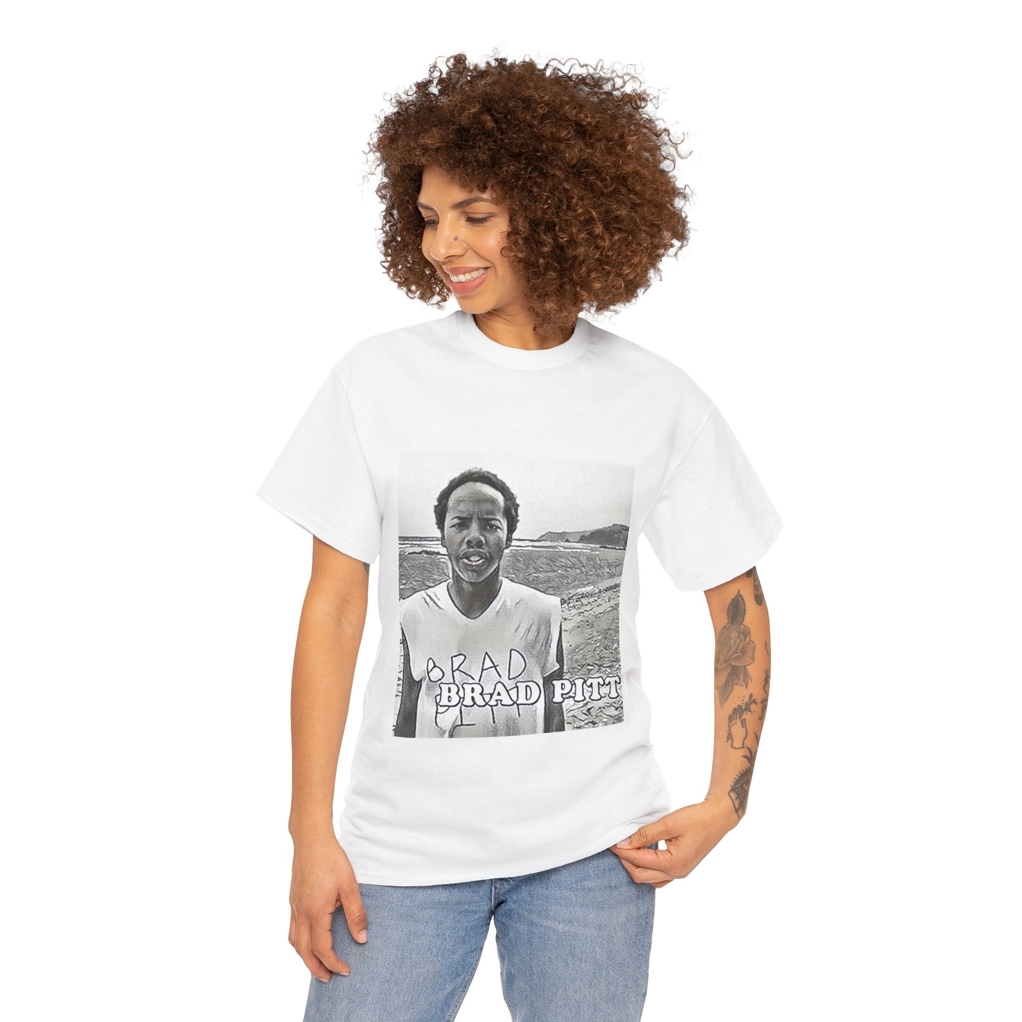 Earl Sweatshirt Brad Pitt Graphic Print Short Sleeve Unisex Heavy Cotton T-Shirt