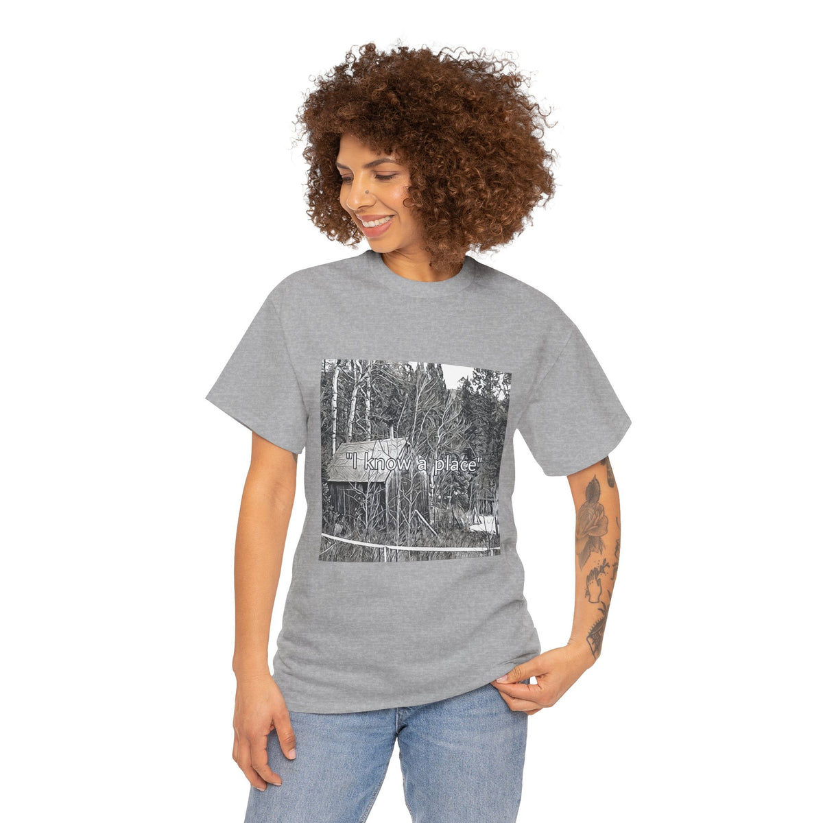 I Know A Place Graphic Print SS Crew Unisex Heavy Cotton Freedom Club Tee Shirt