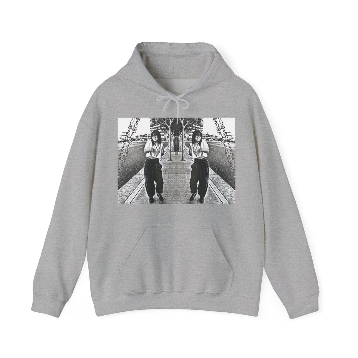 Vibing Graphic Print Long Sleeve Unisex Heavy Blend™ Hooded Pullover Sweatshirt