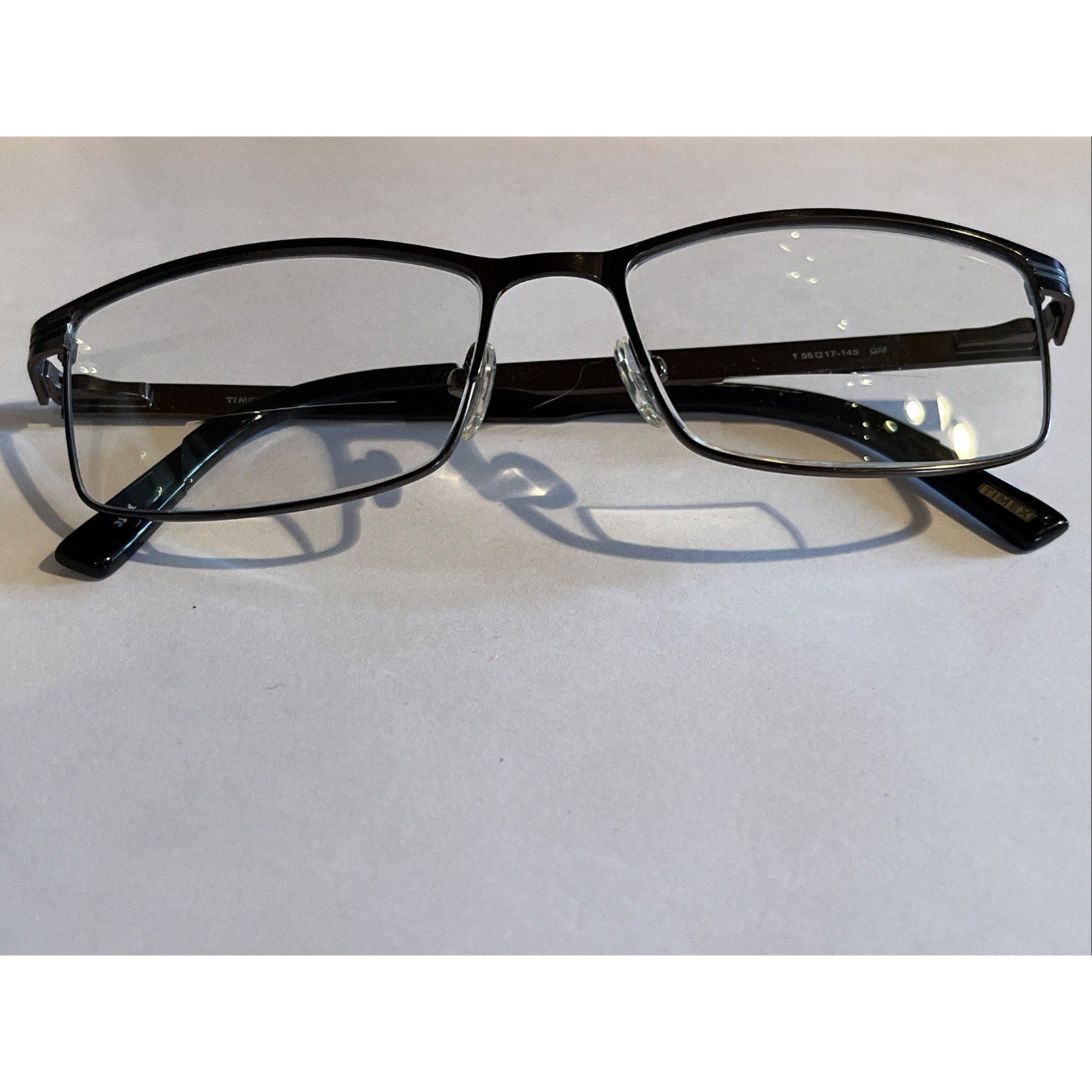 TIMEX EYEWEAR L056 Silver BLACK 56-17-145 FLEX HINGE EYEGLASSES TD82