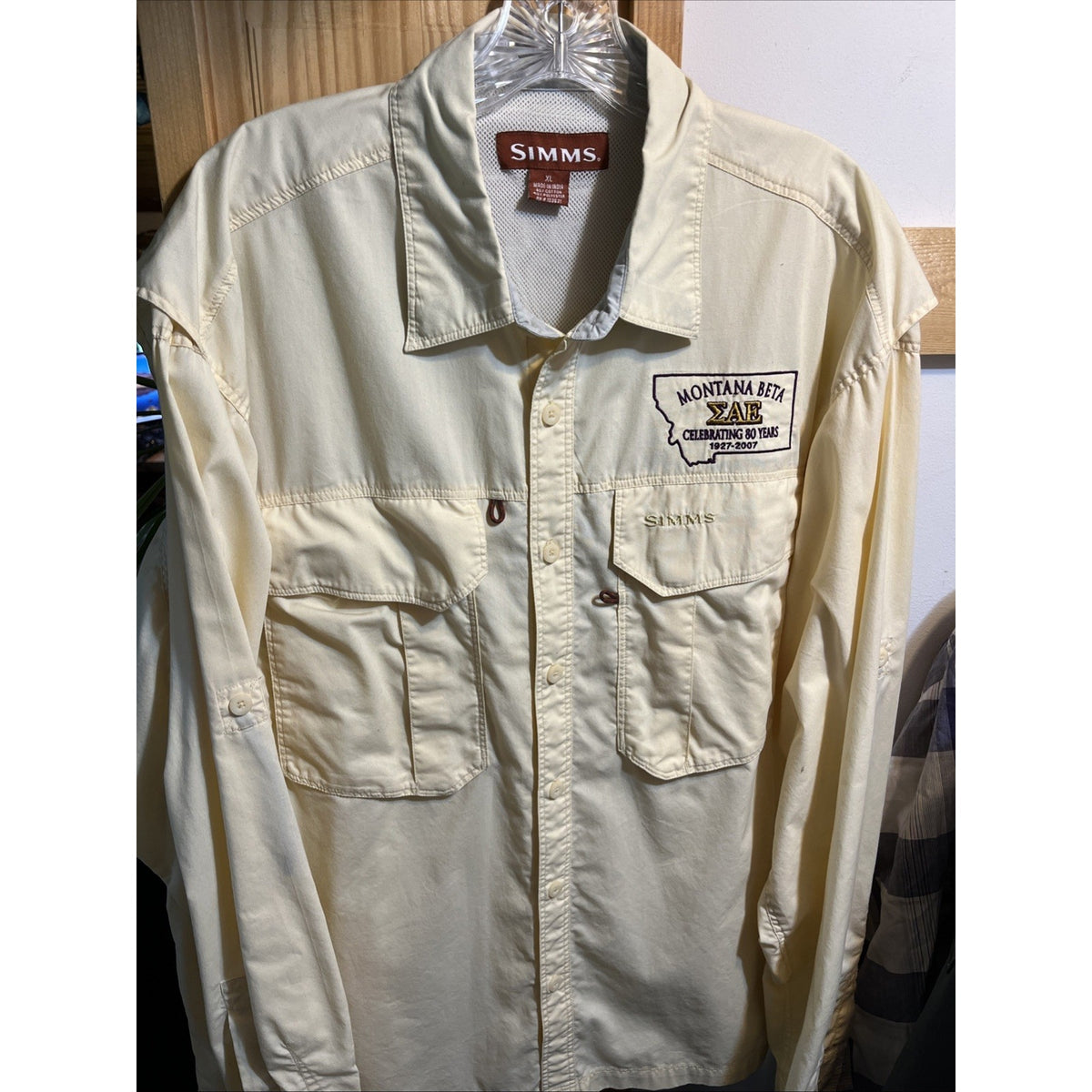 Simms Shirt Men’s Size XL Outdoor Fishing Button Up Long Sleeve Zip Pockets