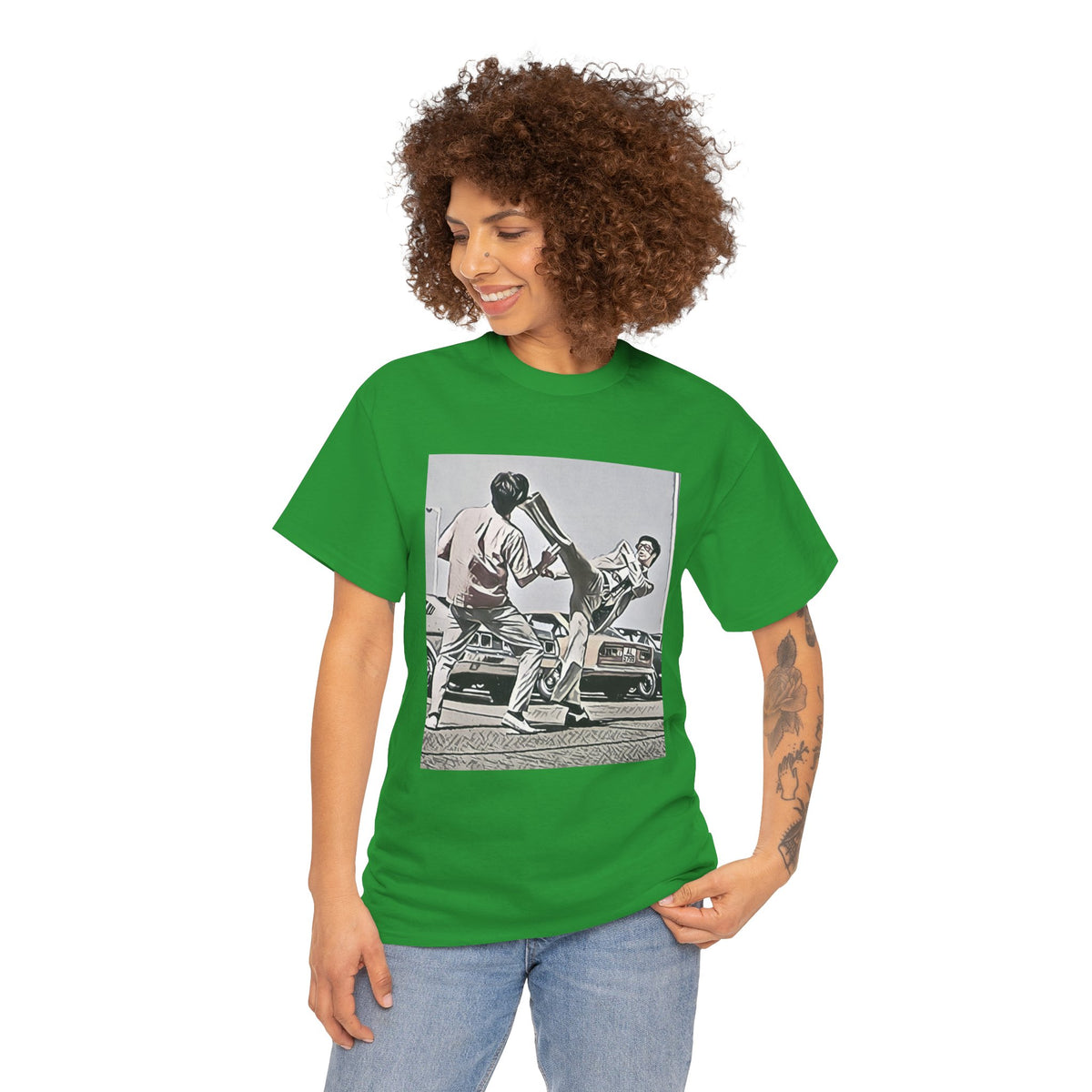 Bruce Lee Graphic Print Short Sleeve Crew Neck Unisex Heavy Cotton Art Tee Shirt