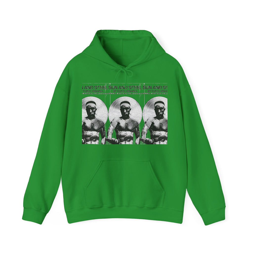 Yukio Mishima Sun & Steel Graphic Print LS Unisex Heavy Blend™ Hooded Sweatshirt