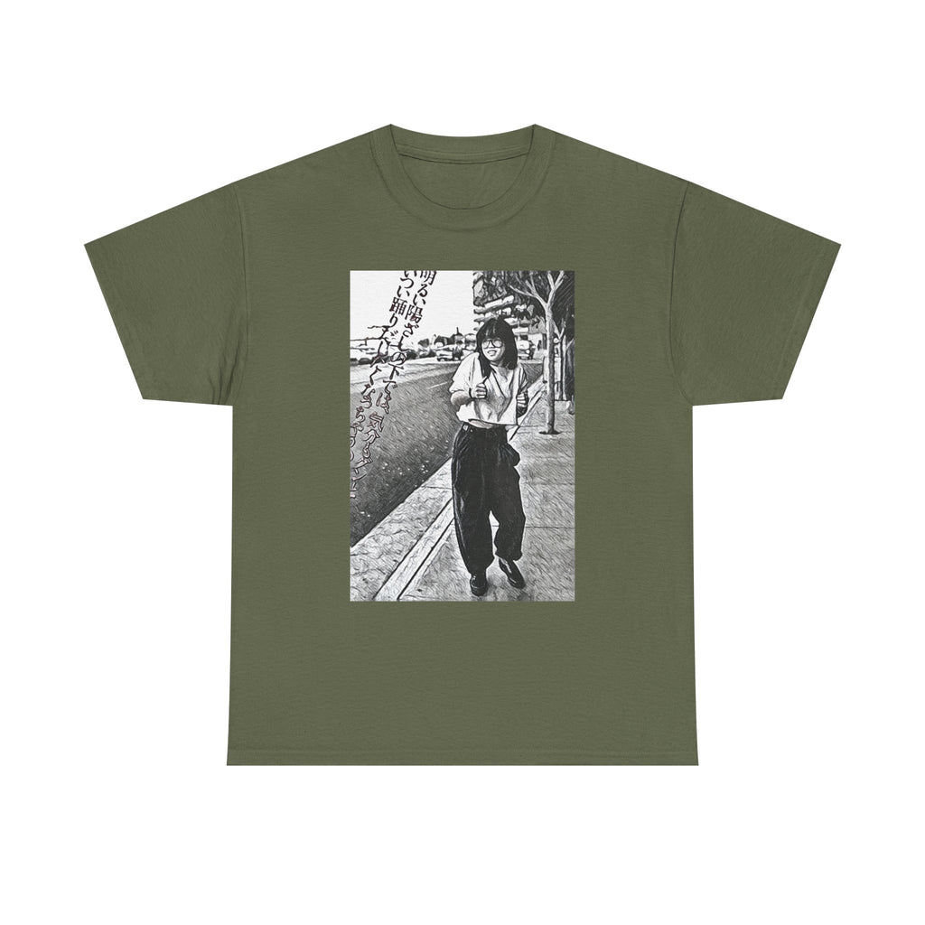 Vibing Graphic Print Short Sleeve Crew Neck Unisex Heavy Cotton Art Tee Shirt