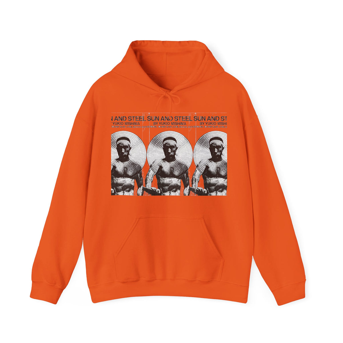 Yukio Mishima Sun & Steel Graphic Print LS Unisex Heavy Blend™ Hooded Sweatshirt