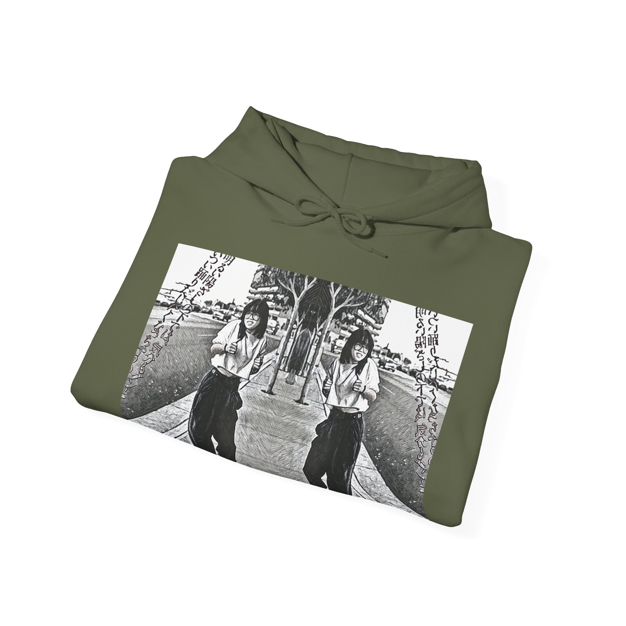 Vibing Graphic Print Long Sleeve Unisex Heavy Blend™ Hooded Pullover Sweatshirt