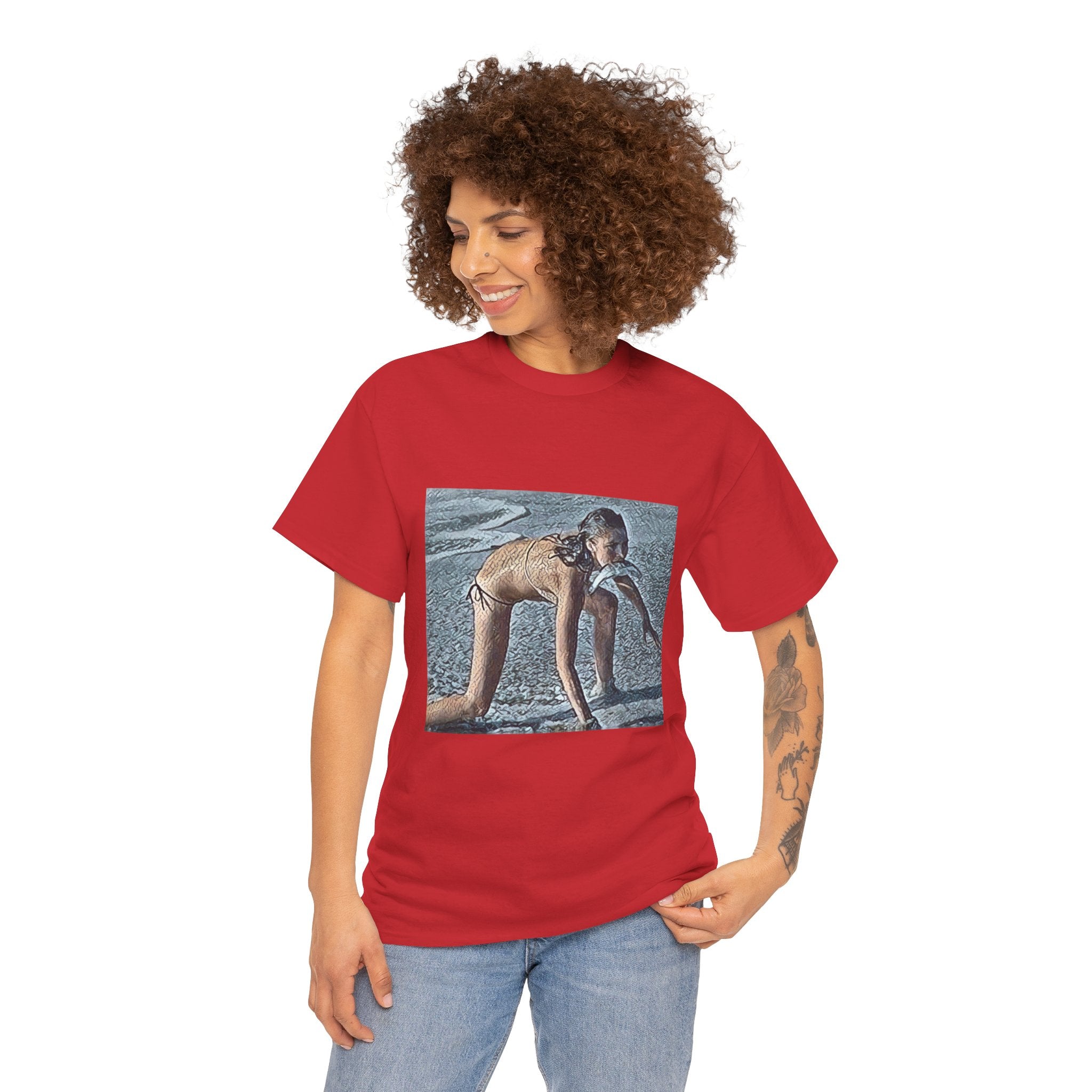 Modern Woman Graphic Print Short Sleeve Crew Neck Unisex Heavy Cotton Tee Shirt