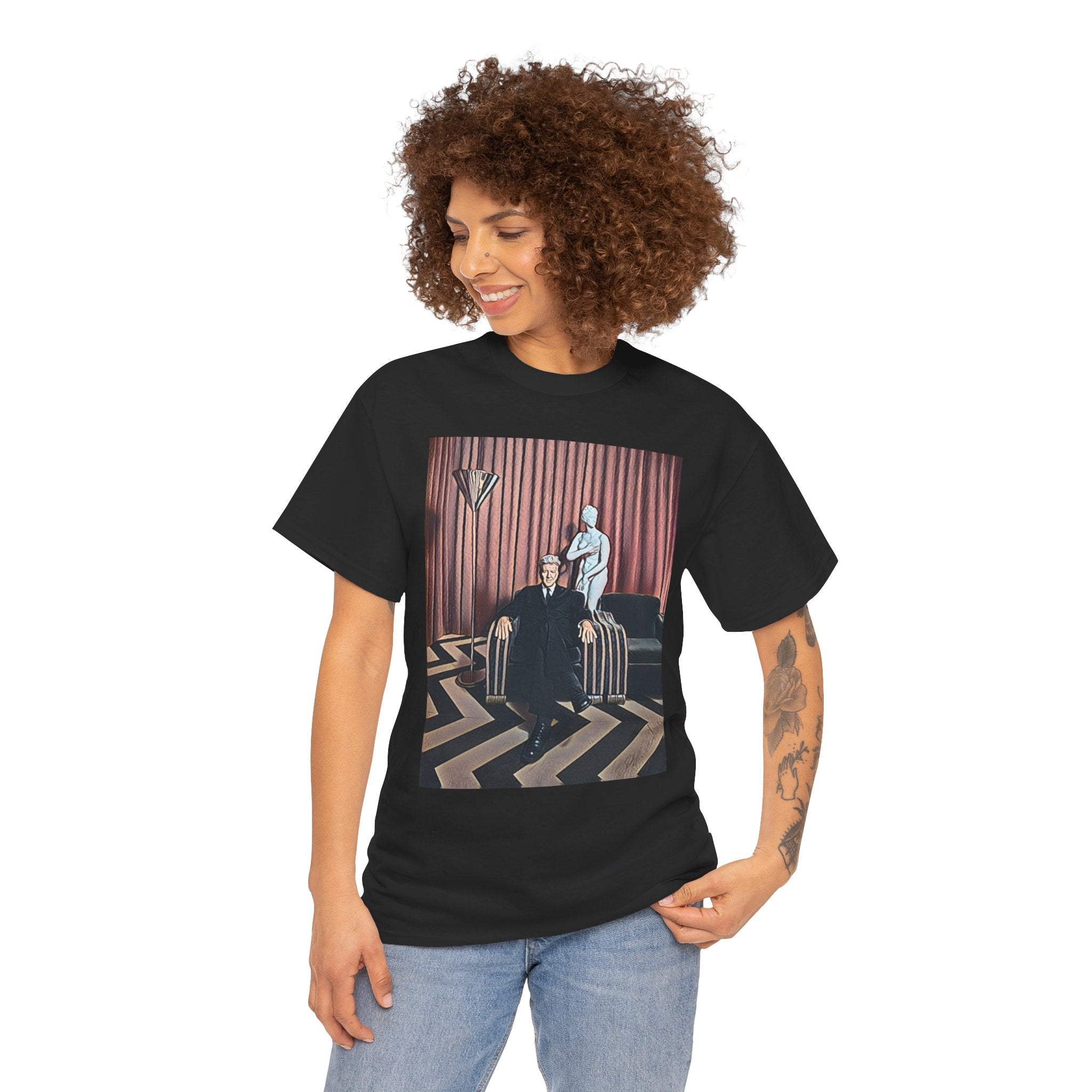 David Lynch Twin Peaks Graphic Print Short Sleeve Unisex Heavy Cotton Tee Shirt