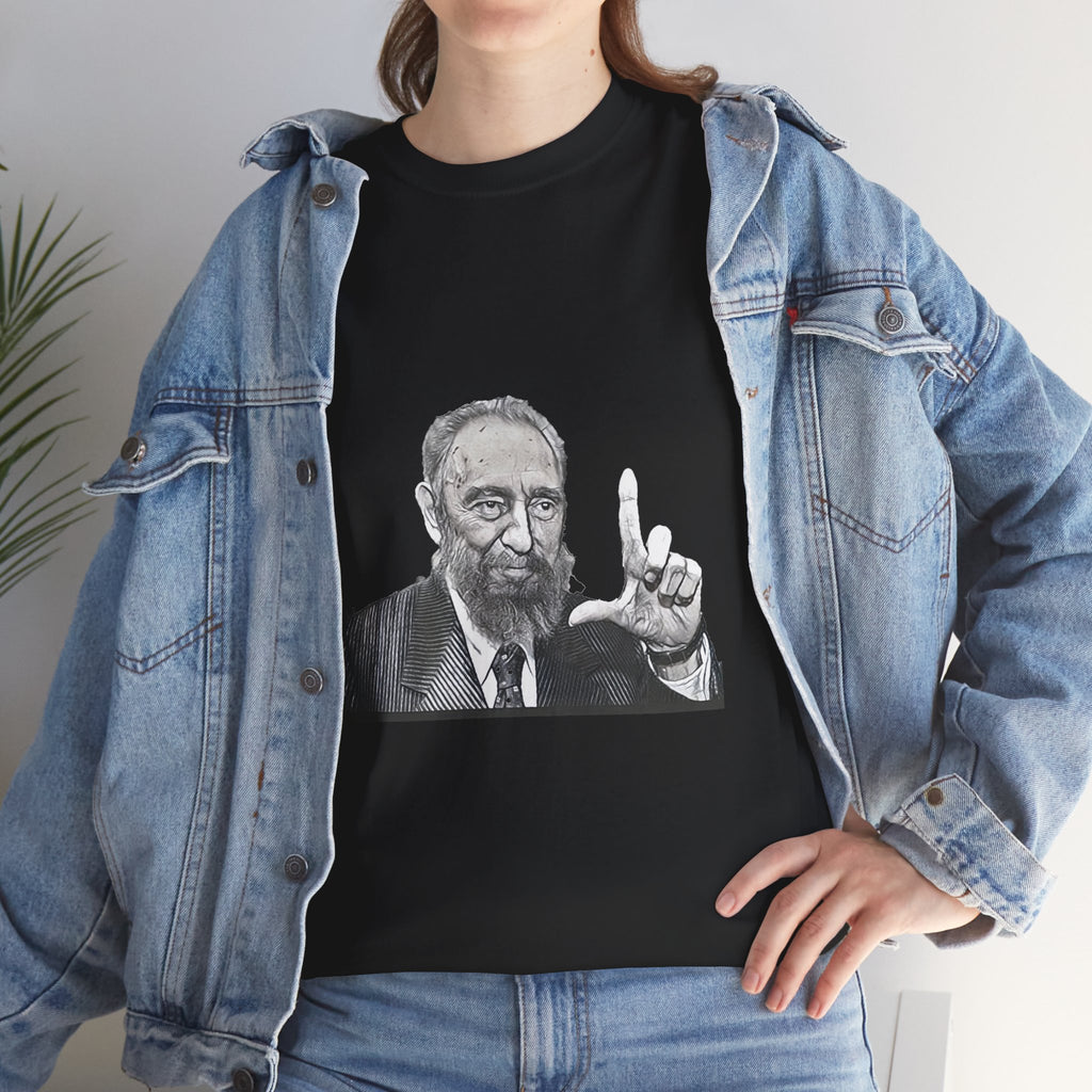 Fidel Castro Black & White Art Graphic Print Unisex Heavy Cotton Tee