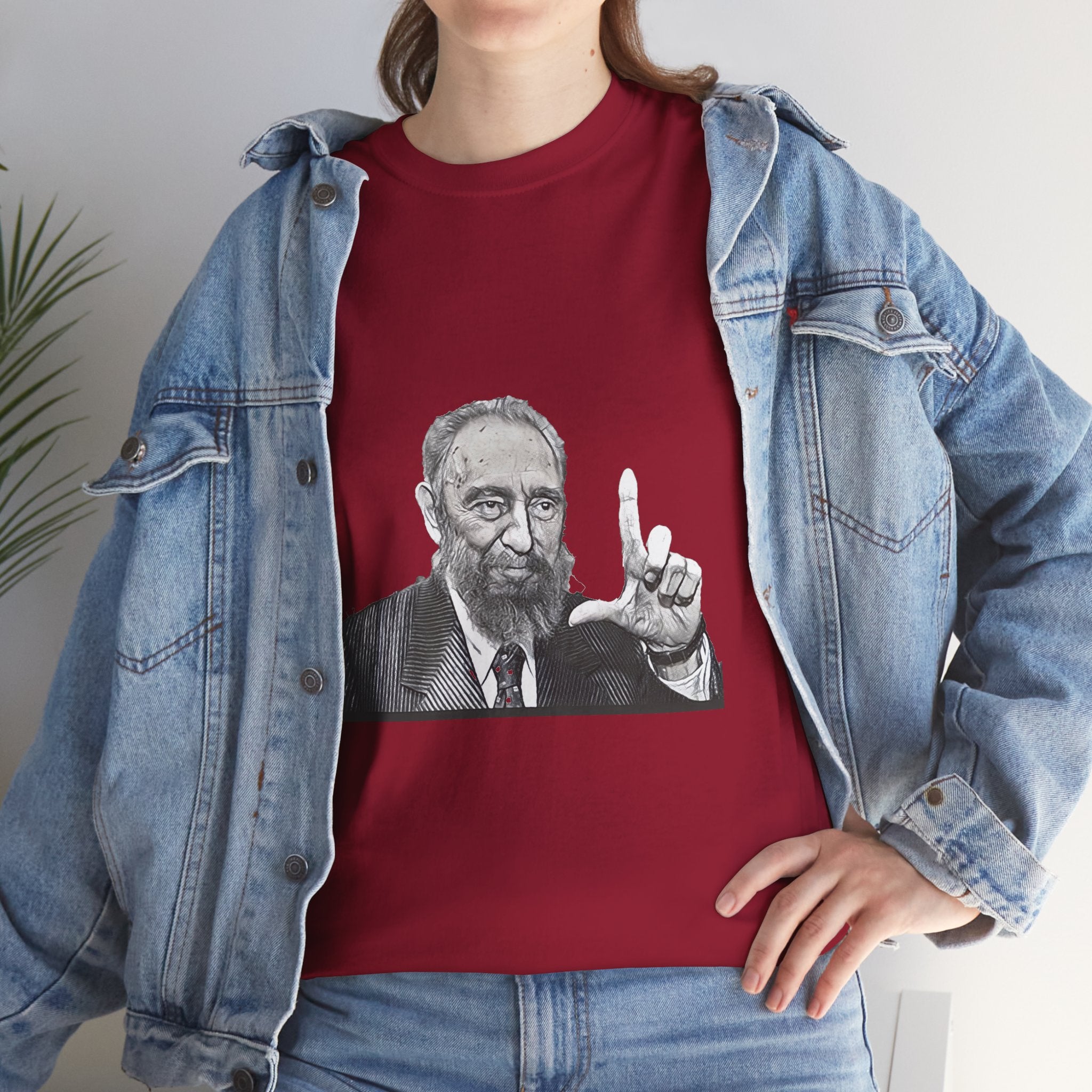Fidel Castro Black & White Art Graphic Print Unisex Heavy Cotton Tee