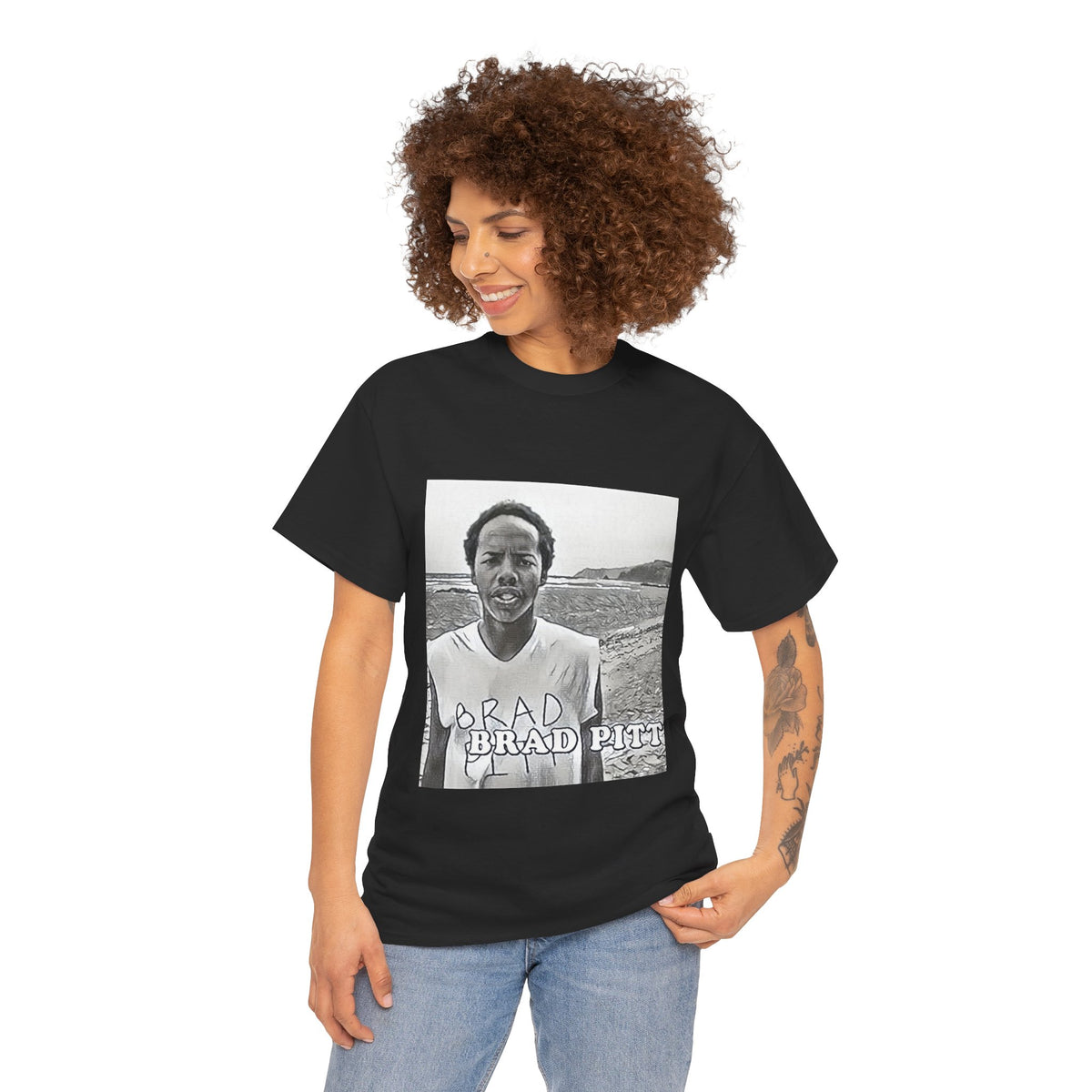 Earl Sweatshirt Brad Pitt Graphic Print Short Sleeve Unisex Heavy Cotton T-Shirt