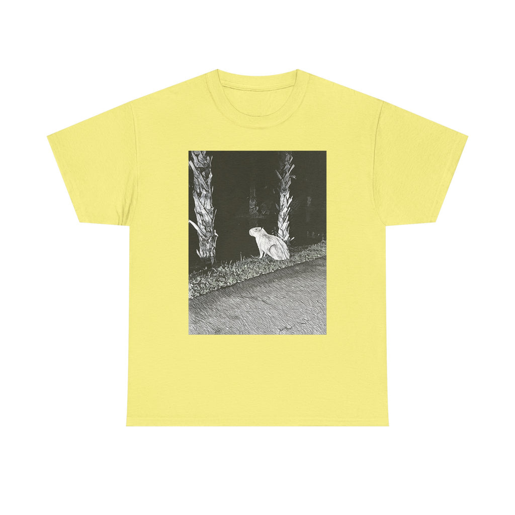 Capybara Graphic Print Short Sleeve Crew Neck Unisex Heavy Cotton Art Tee Shirt
