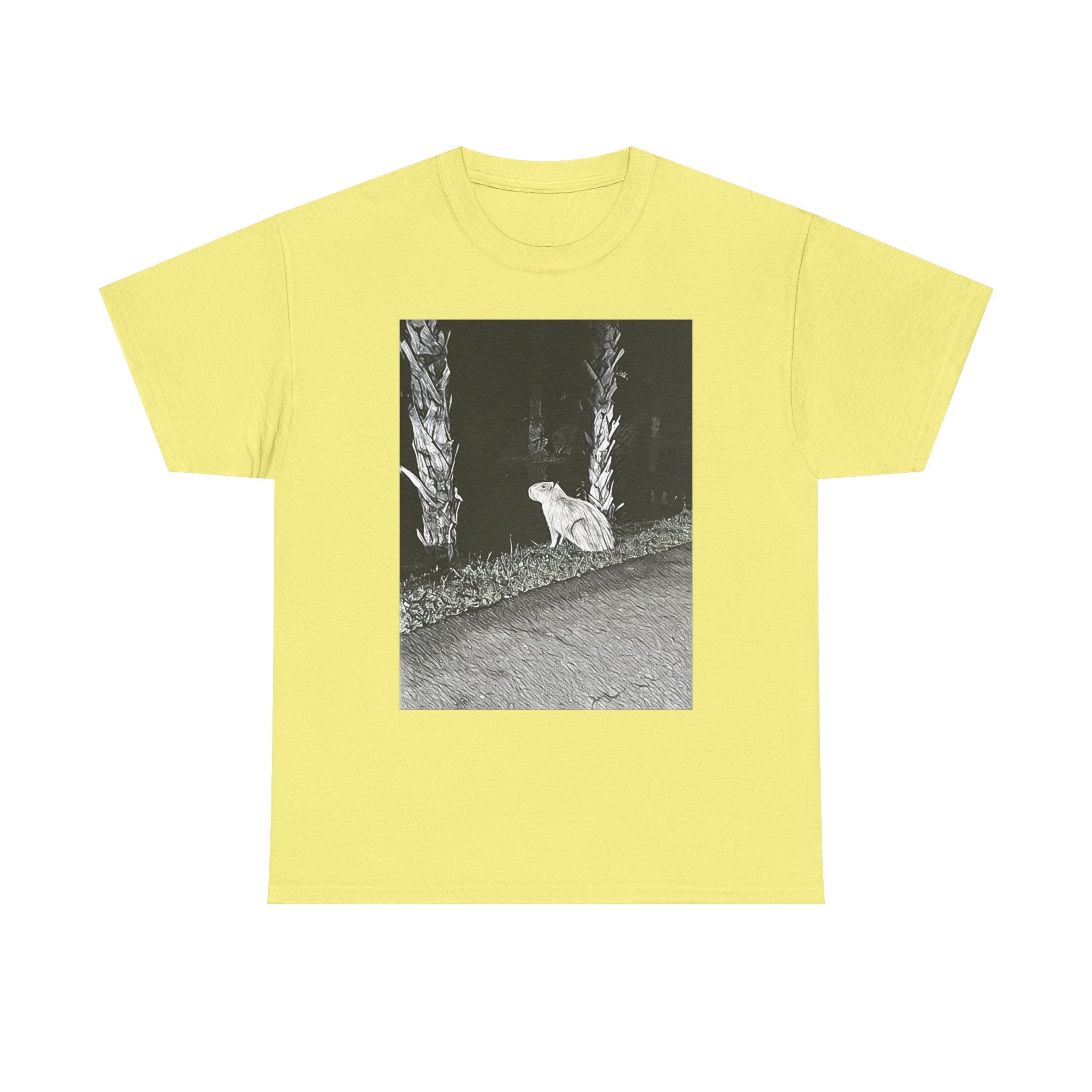 Capybara Graphic Print Short Sleeve Crew Neck Unisex Heavy Cotton Art Tee Shirt