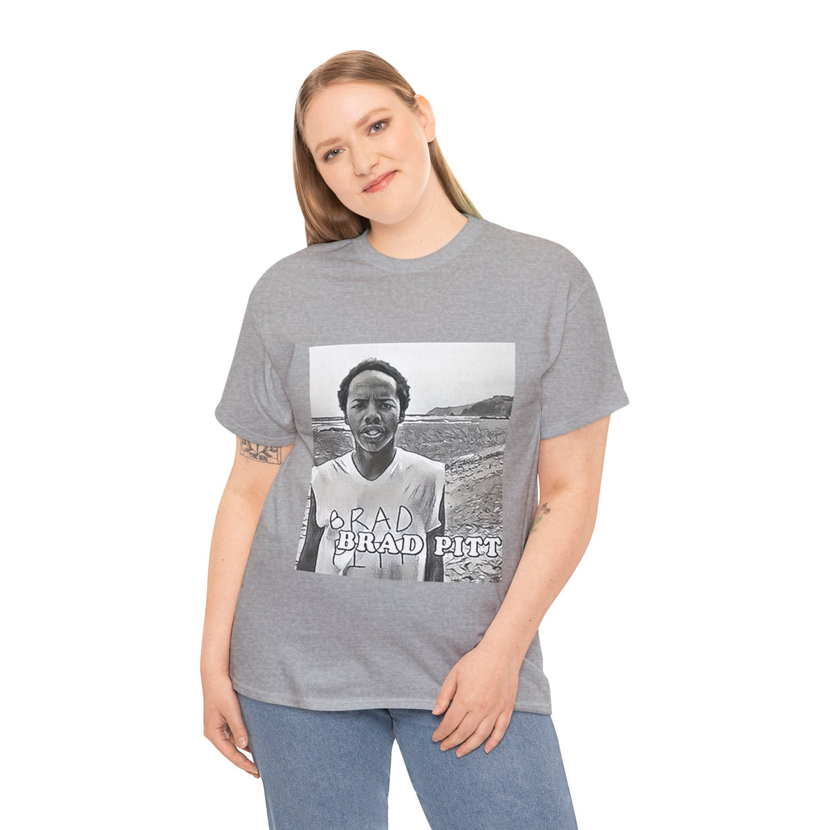 Earl Sweatshirt Brad Pitt Graphic Print Short Sleeve Unisex Heavy Cotton T-Shirt