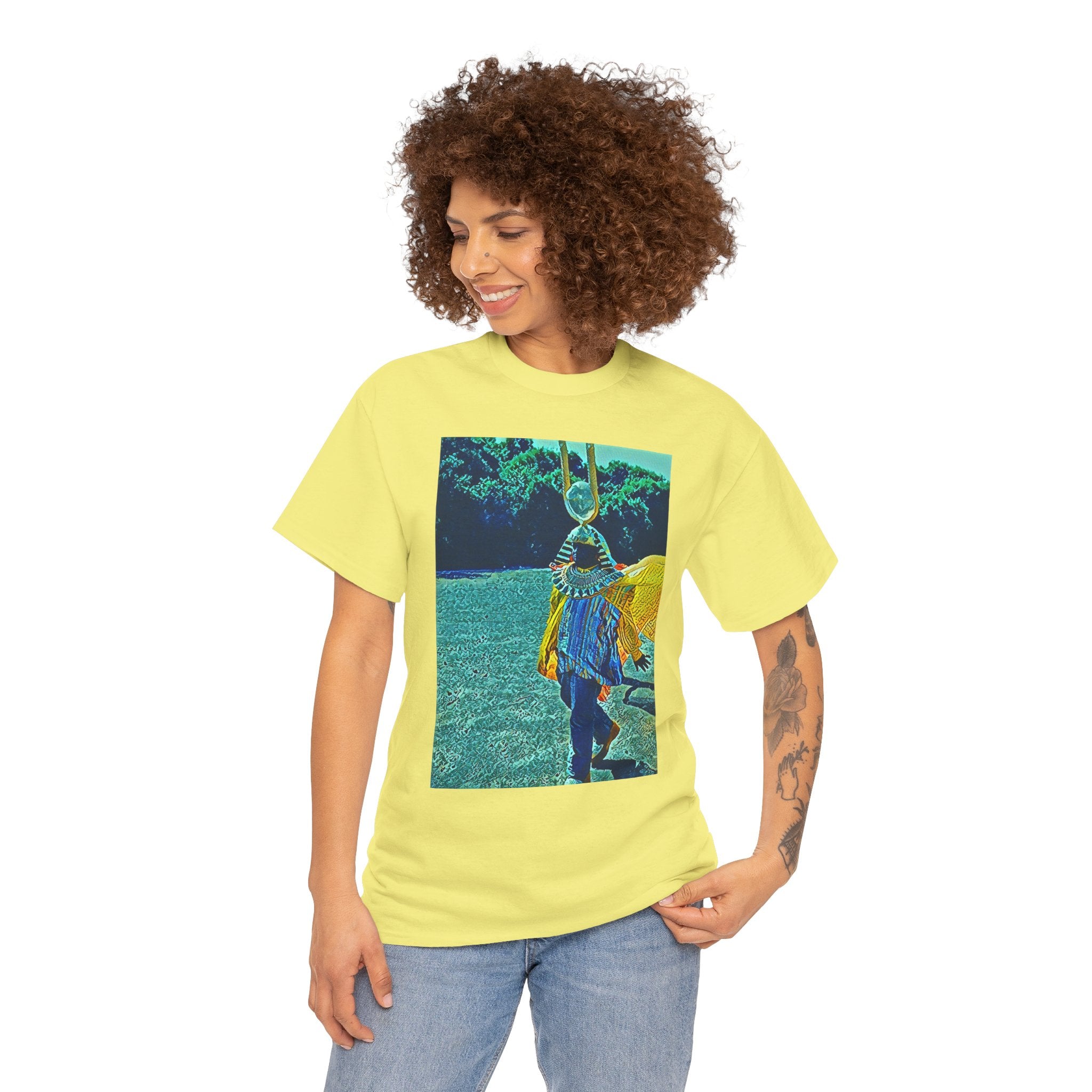 Sun Ra Graphic Print Drip Short Sleeve Crew Neck Unisex Heavy Cotton Tee Shirt
