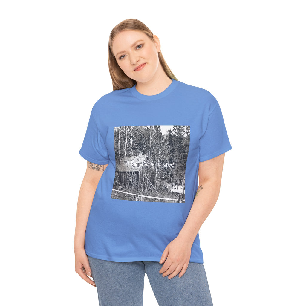 I Know A Place Graphic Print SS Crew Unisex Heavy Cotton Freedom Club Tee Shirt